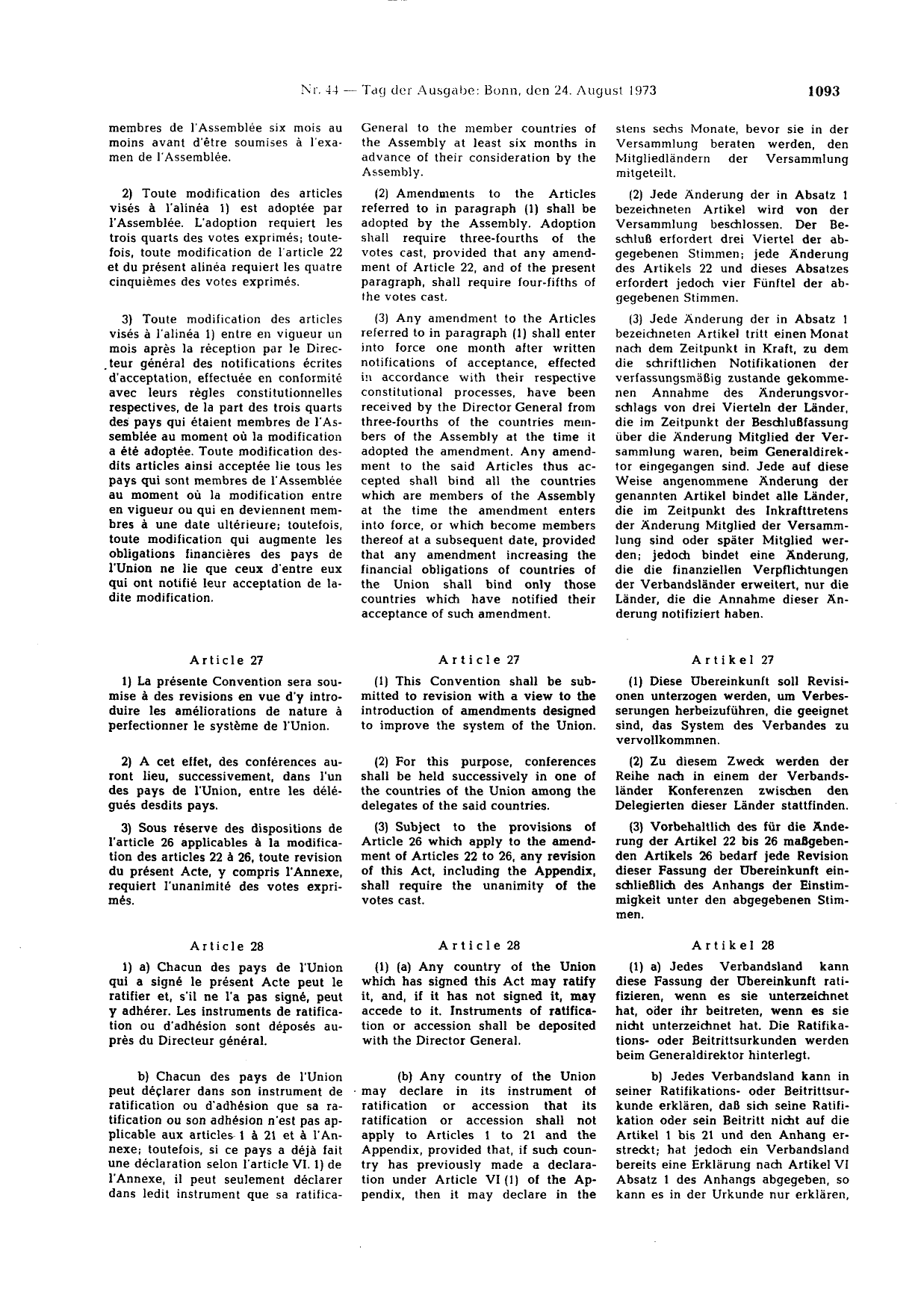 BGBl. 1973, Seite 1093 — Originalseite als Abbildung