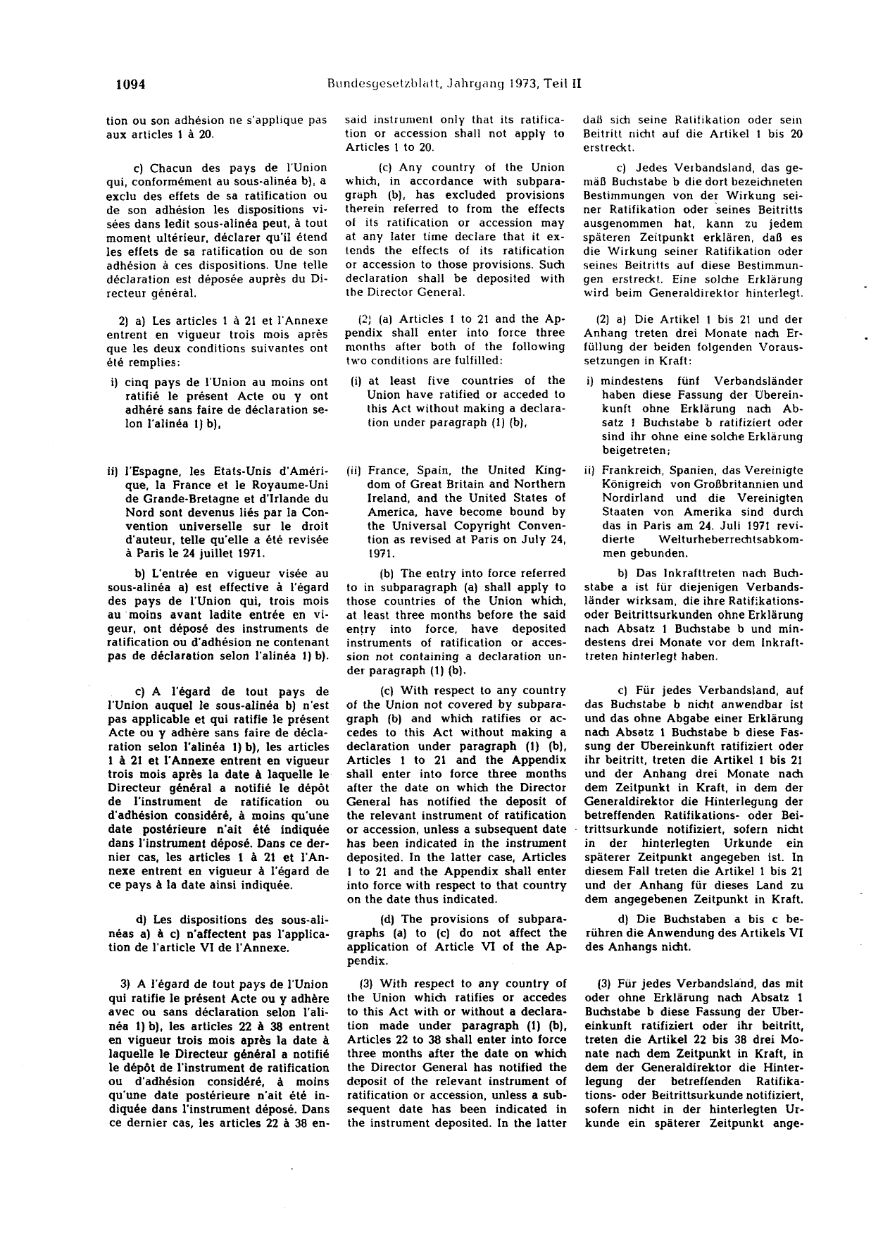 BGBl. 1973, Seite 1094 — Originalseite als Abbildung