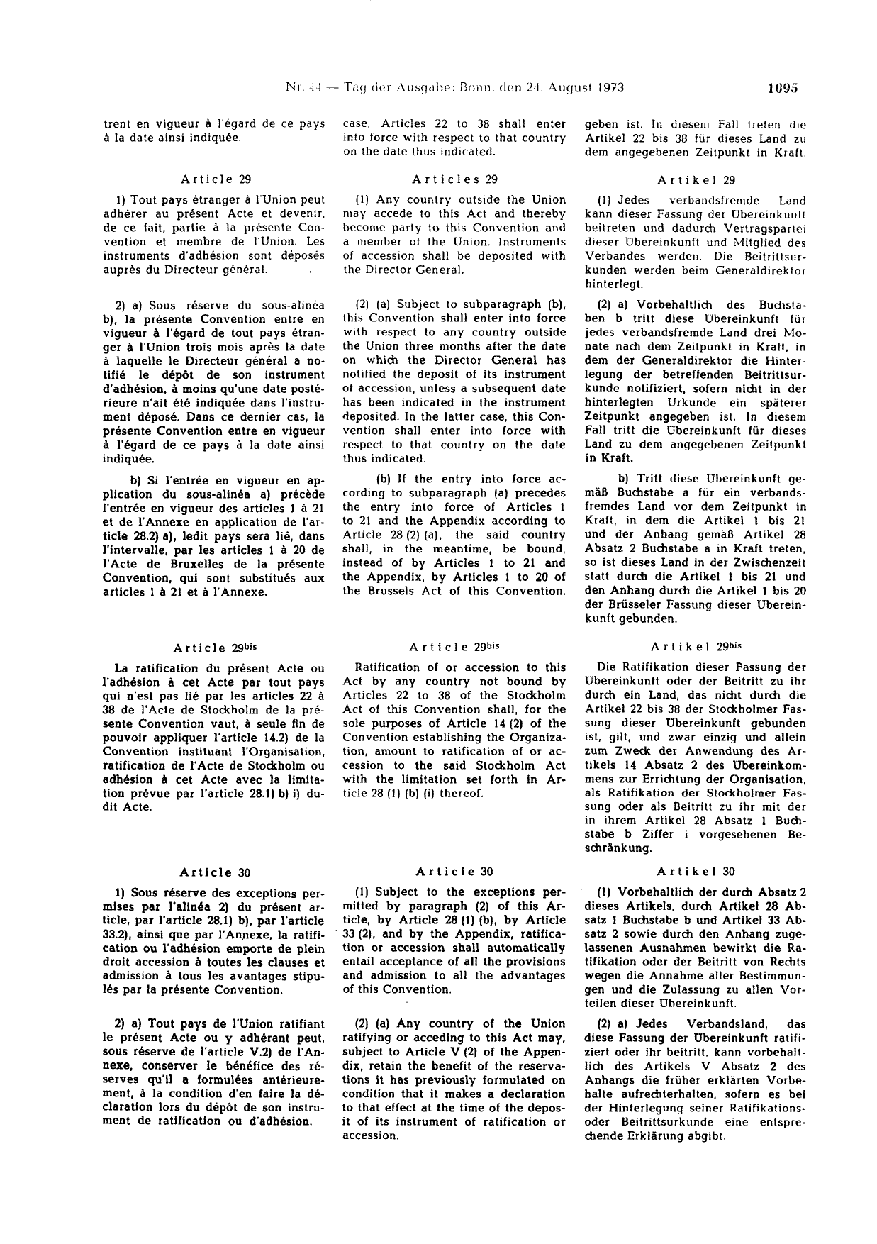 BGBl. 1973, Seite 1095 — Originalseite als Abbildung