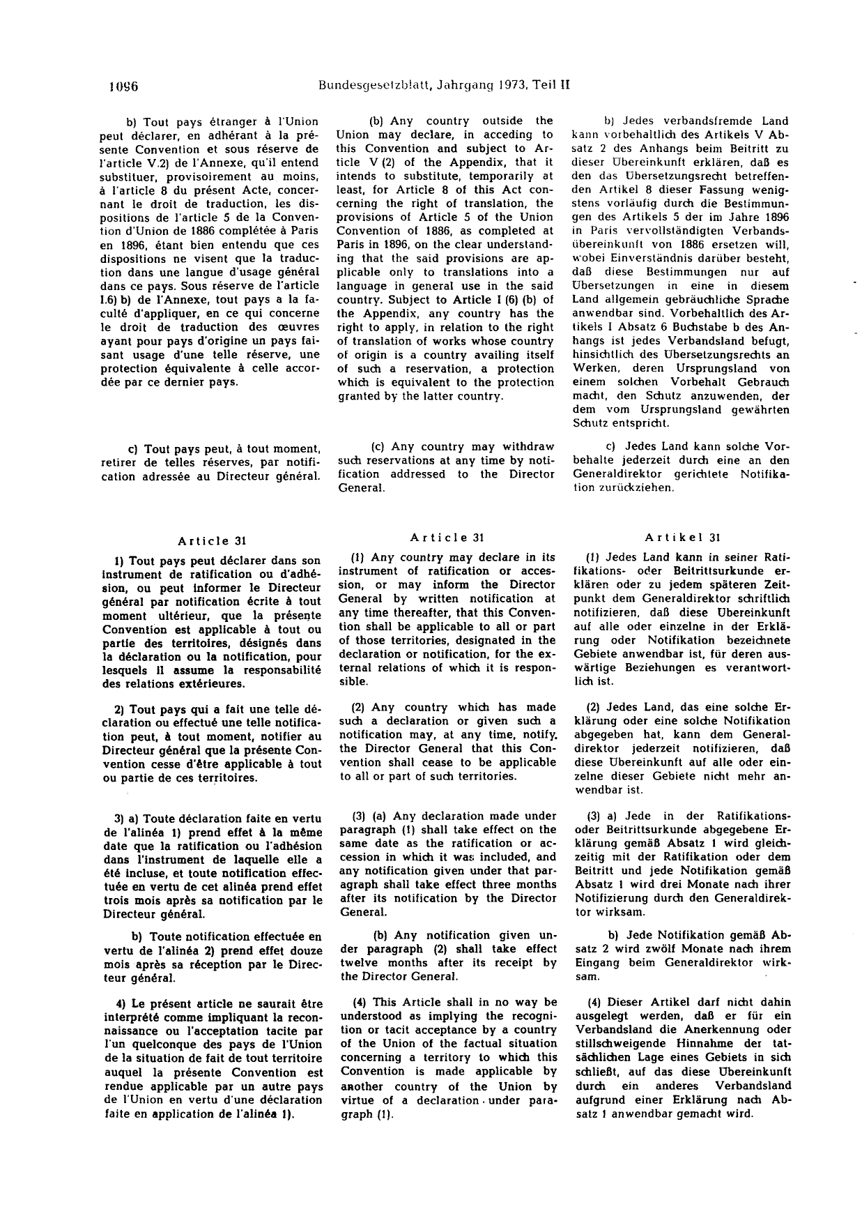 BGBl. 1973, Seite 1096 — Originalseite als Abbildung