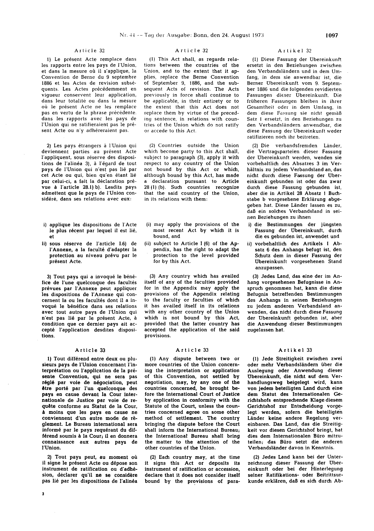 BGBl. 1973, Seite 1097 — Originalseite als Abbildung