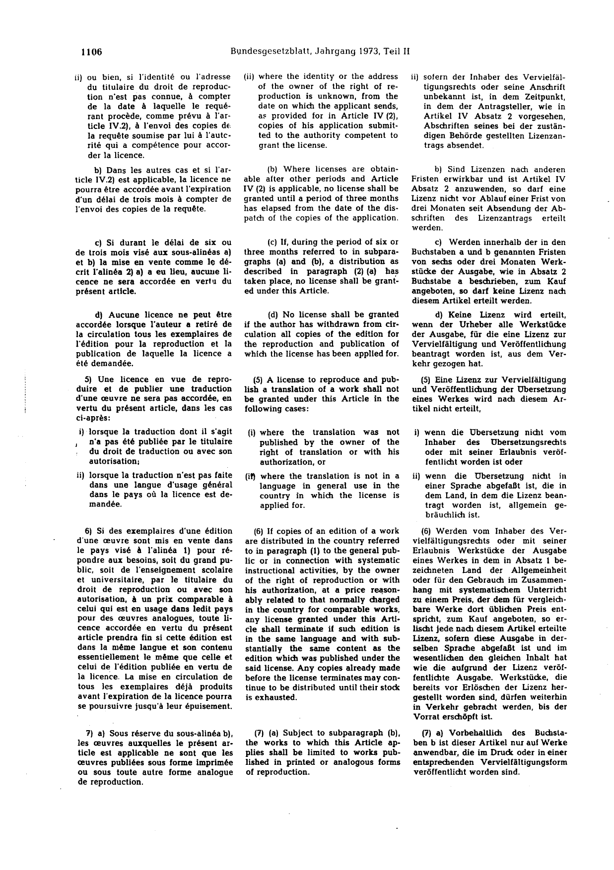 BGBl. 1973, Seite 1106 — Originalseite als Abbildung