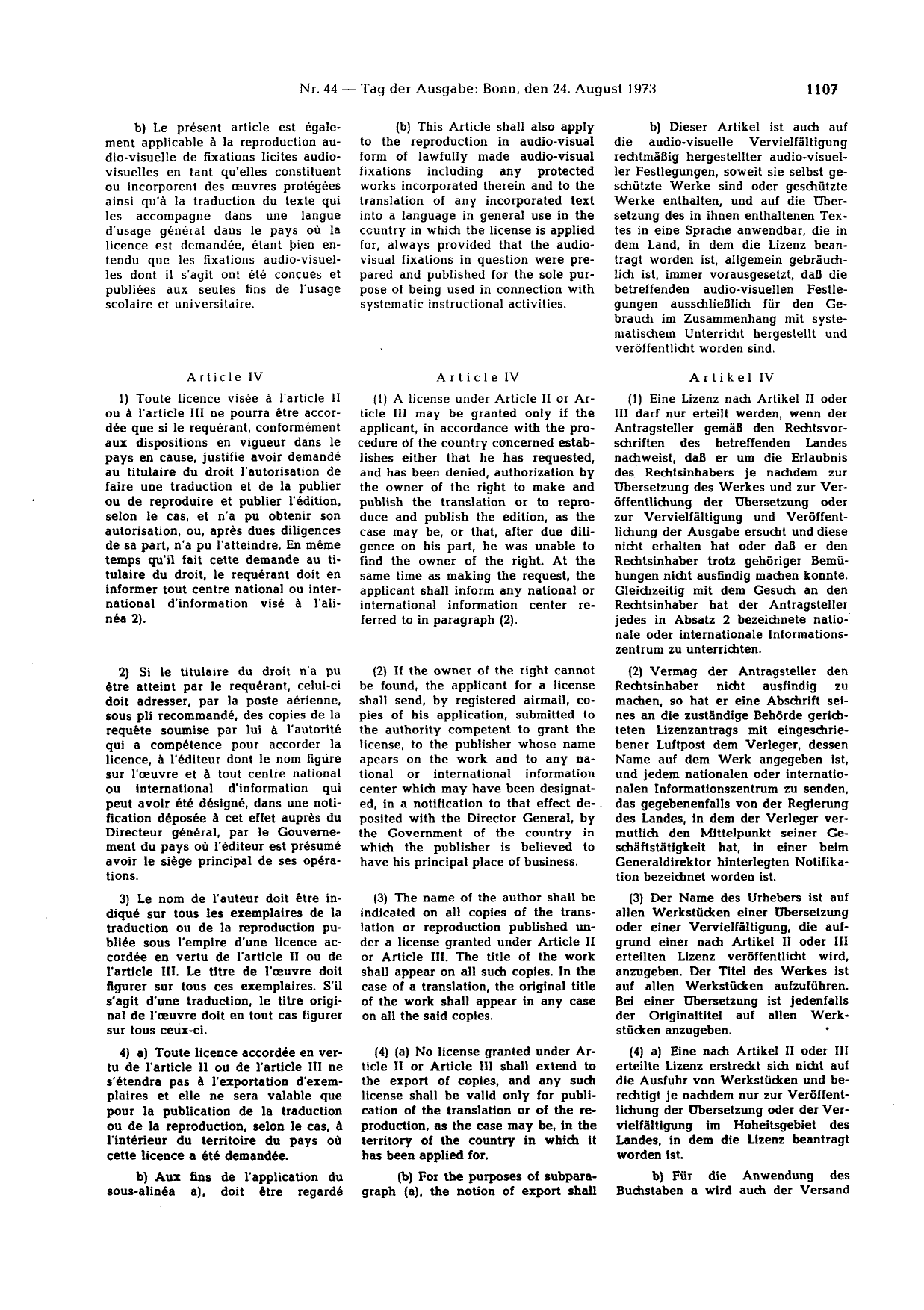 BGBl. 1973, Seite 1107 — Originalseite als Abbildung