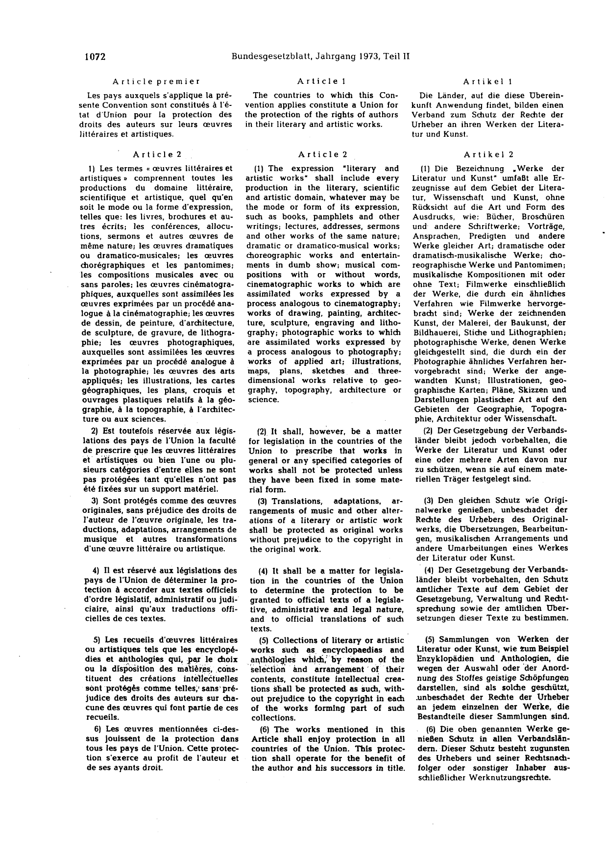 BGBl. 1973, Seite 1072 — Originalseite als Abbildung