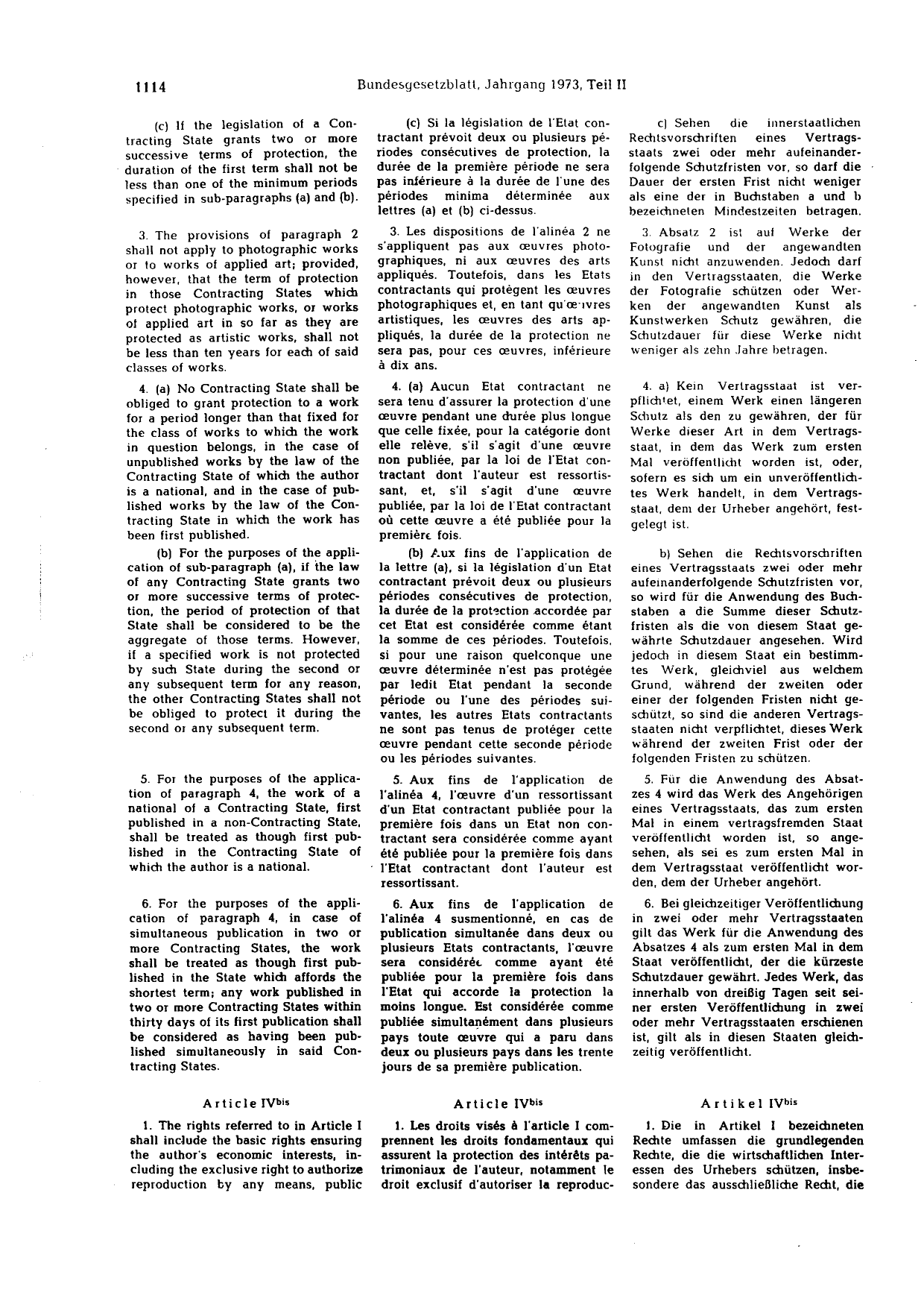BGBl. 1973, Seite 1114 — Originalseite als Abbildung