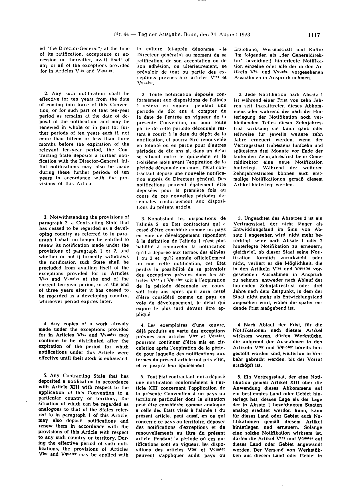 BGBl. 1973, Seite 1117 — Originalseite als Abbildung