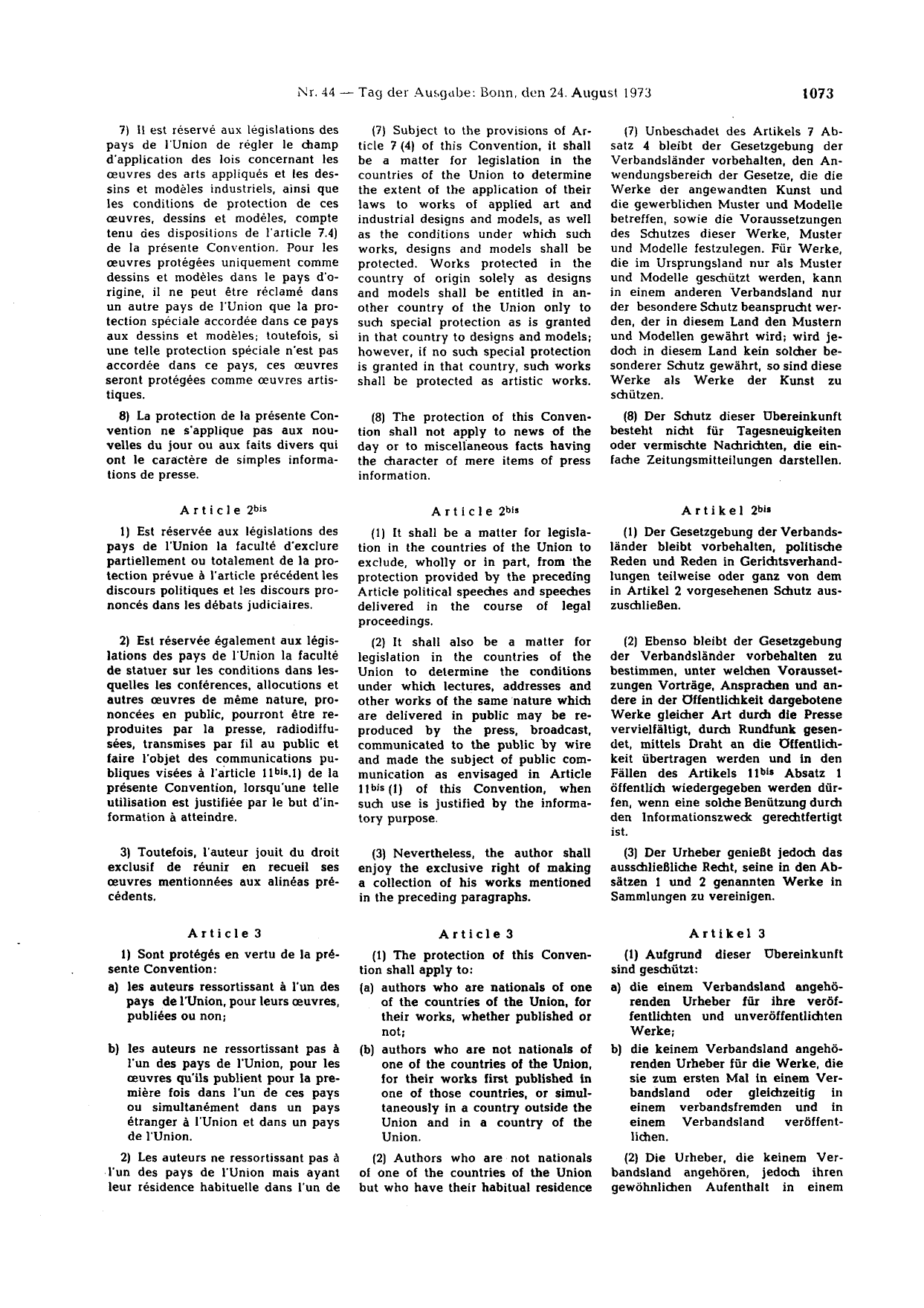 BGBl. 1973, Seite 1073 — Originalseite als Abbildung