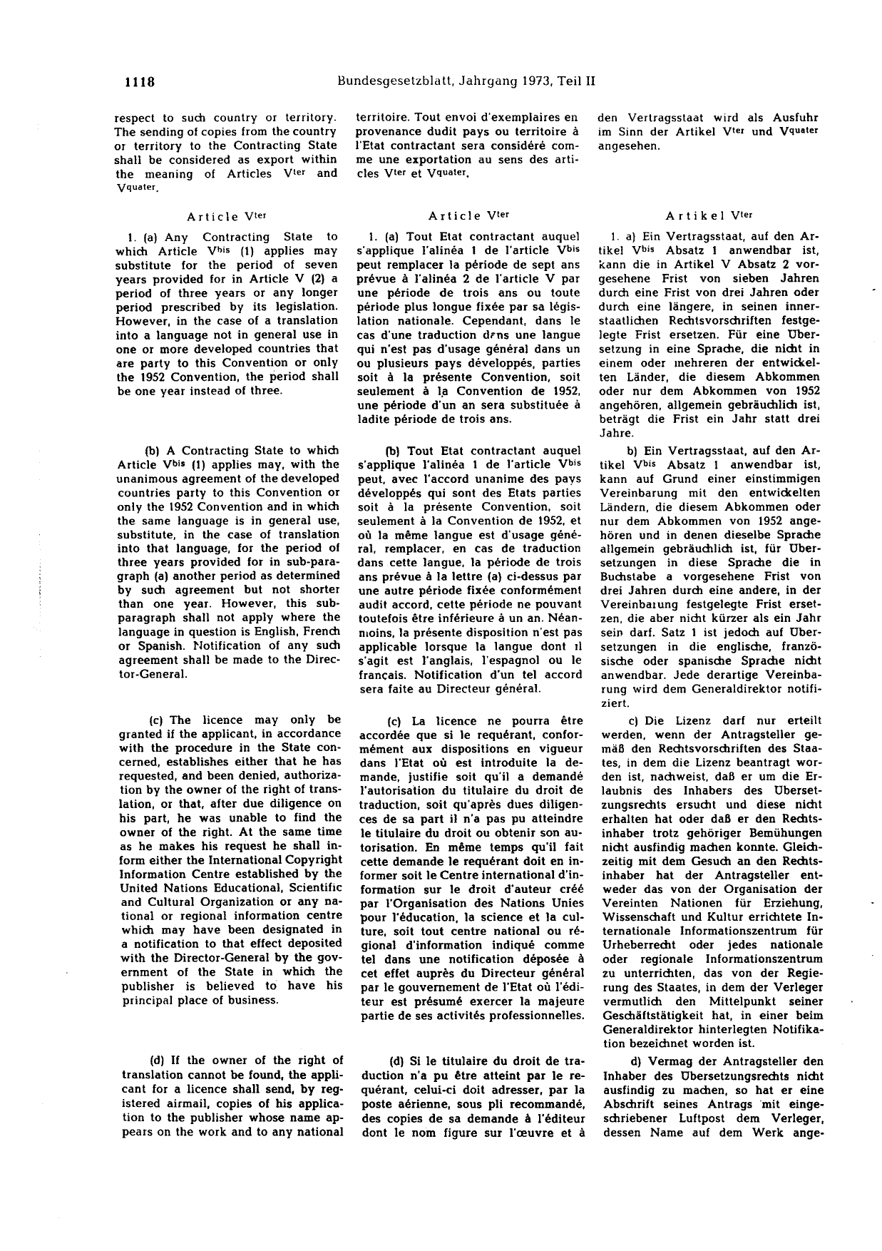 BGBl. 1973, Seite 1118 — Originalseite als Abbildung