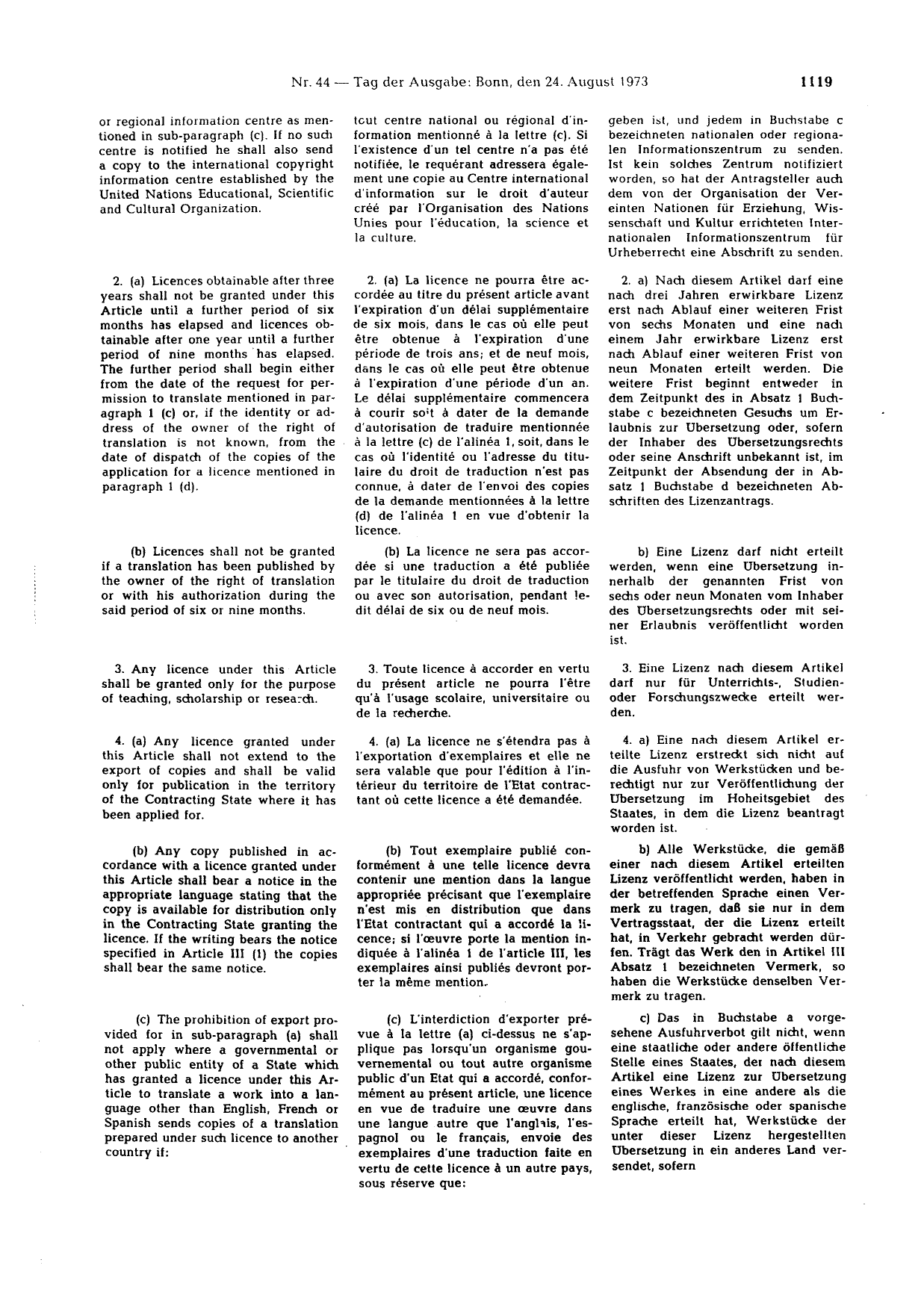 BGBl. 1973, Seite 1119 — Originalseite als Abbildung