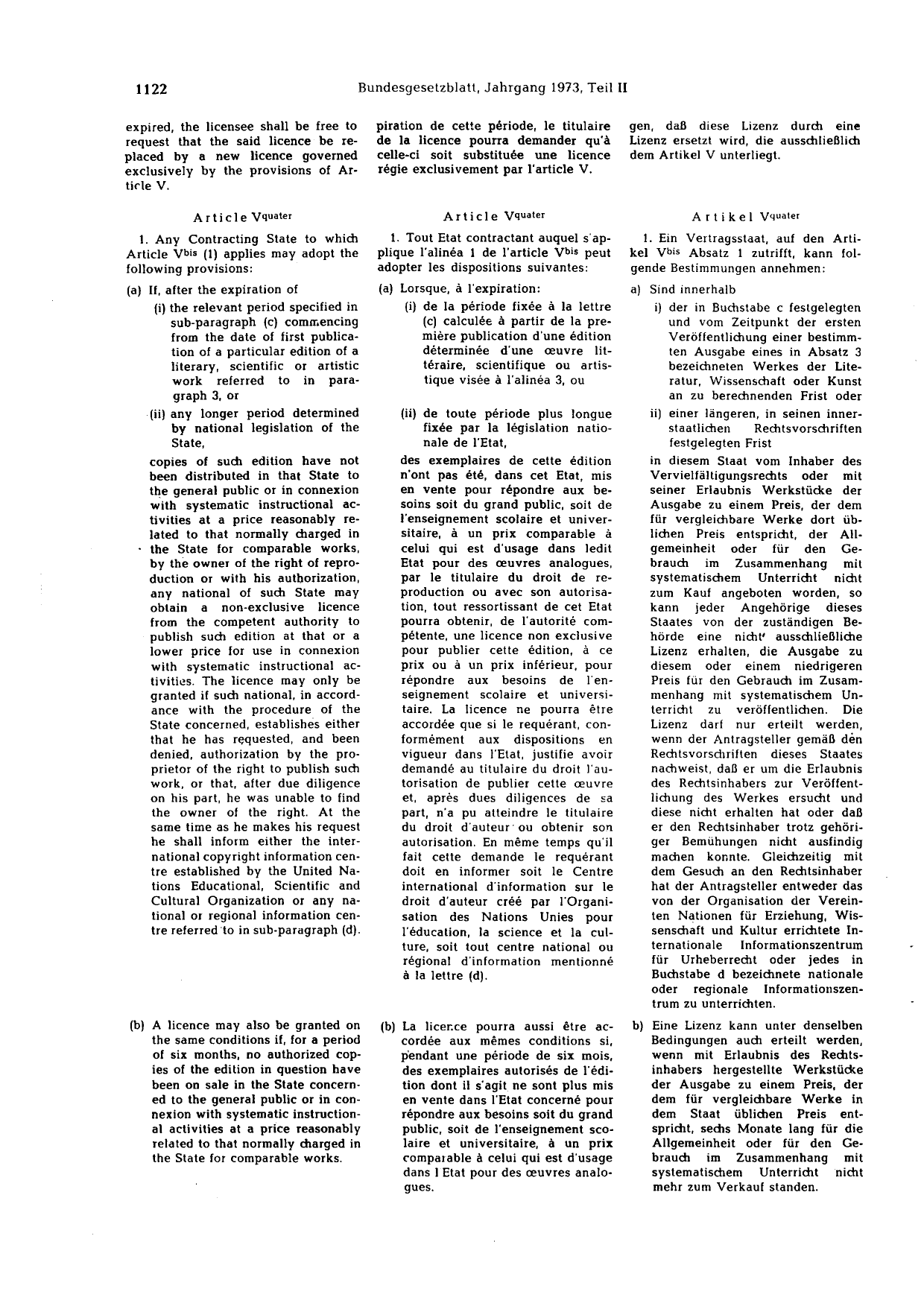 BGBl. 1973, Seite 1122 — Originalseite als Abbildung