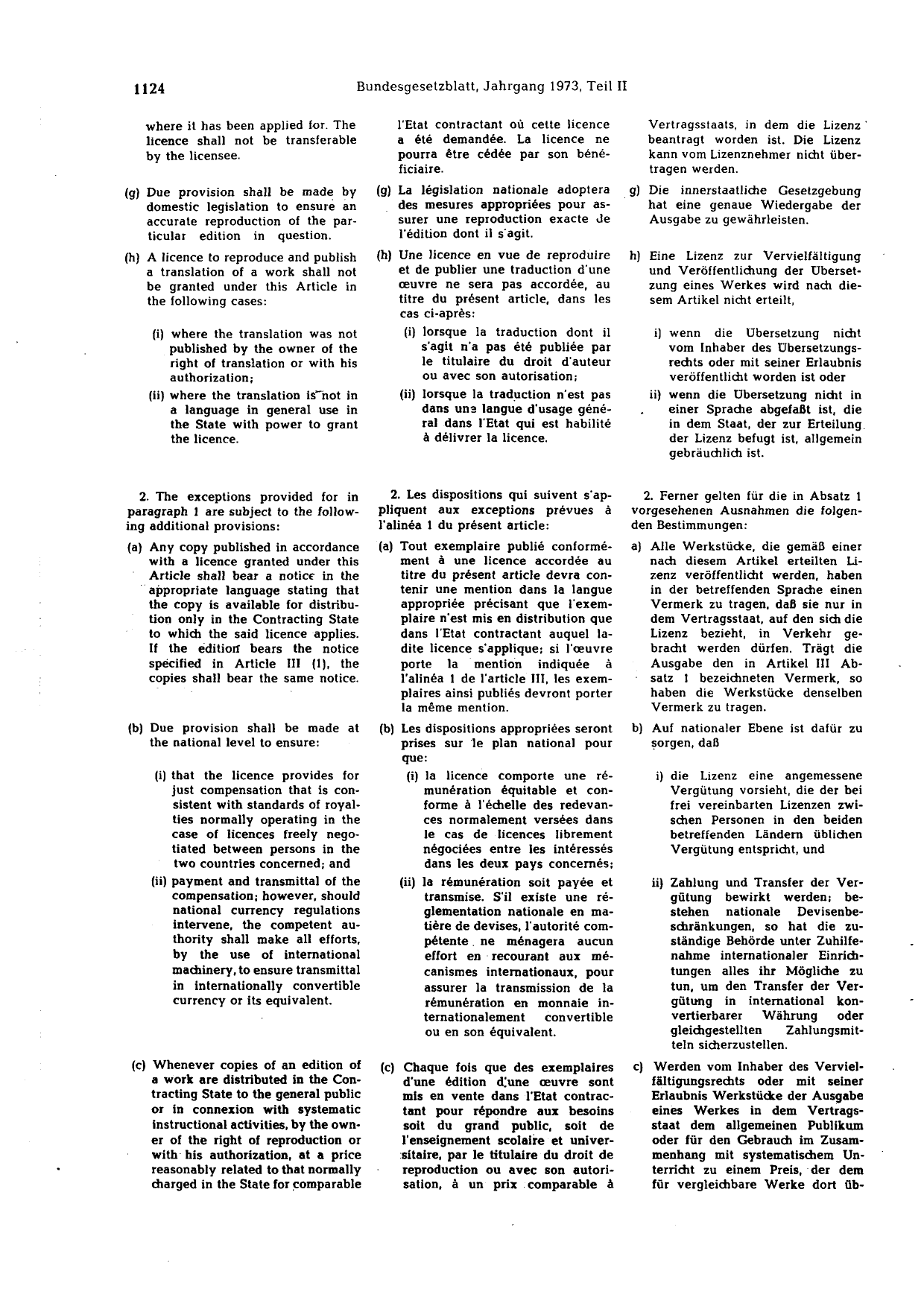 BGBl. 1973, Seite 1124 — Originalseite als Abbildung