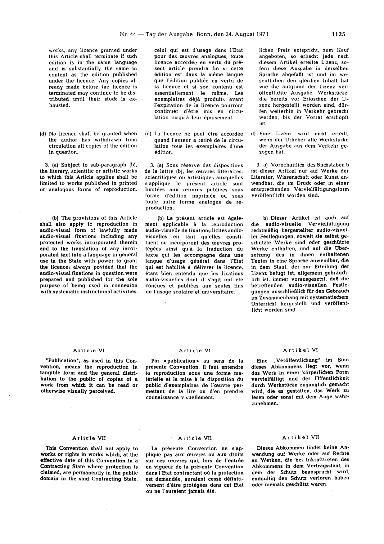 BGBl. 1973, Seite 1125 — Originalseite als Abbildung