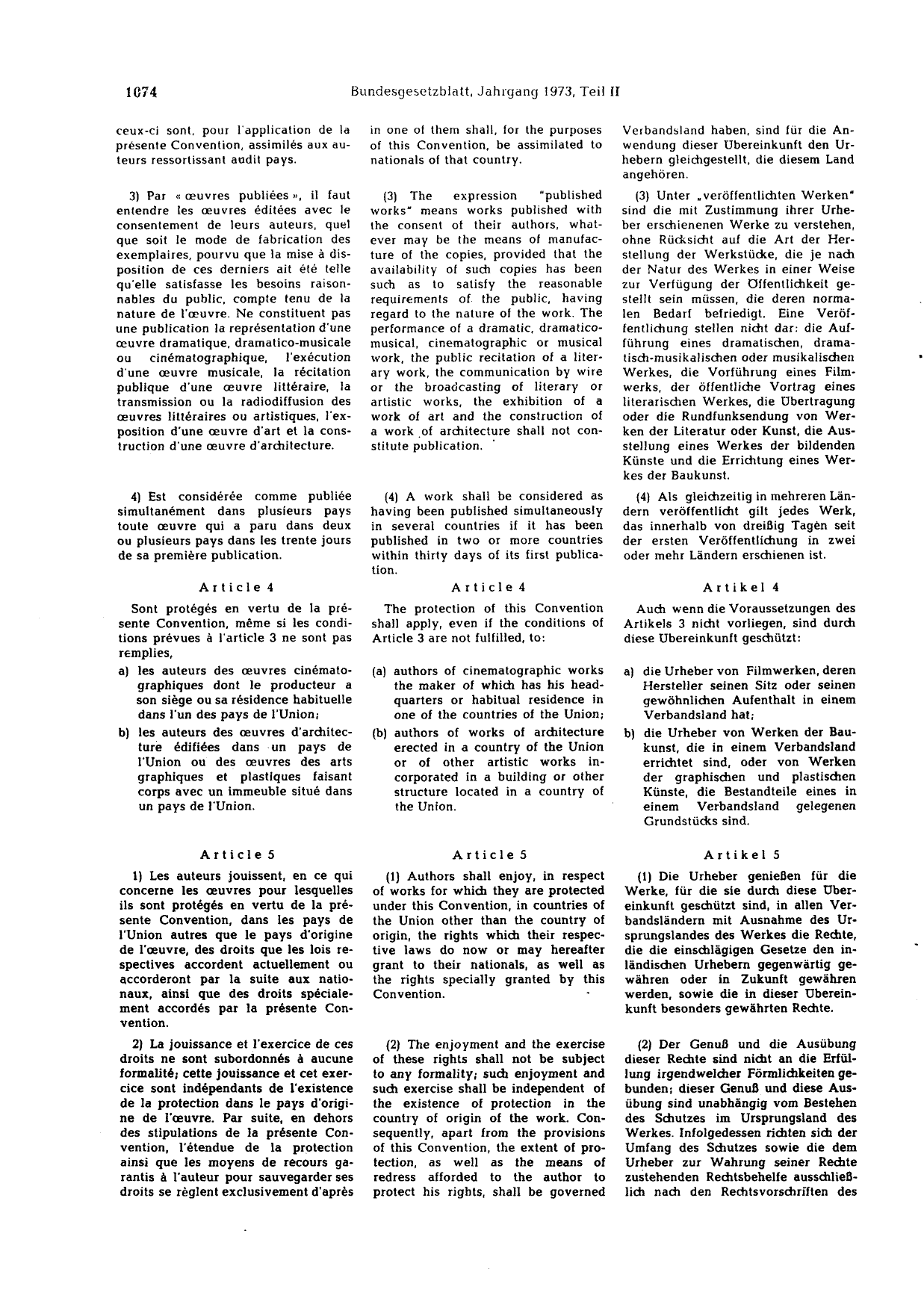 BGBl. 1973, Seite 1074 — Originalseite als Abbildung