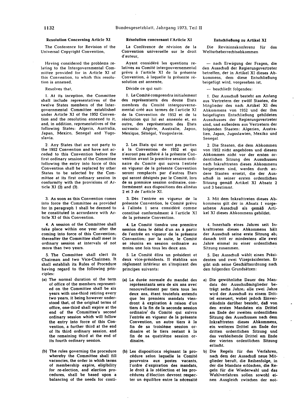 BGBl. 1973, Seite 1132 — Originalseite als Abbildung