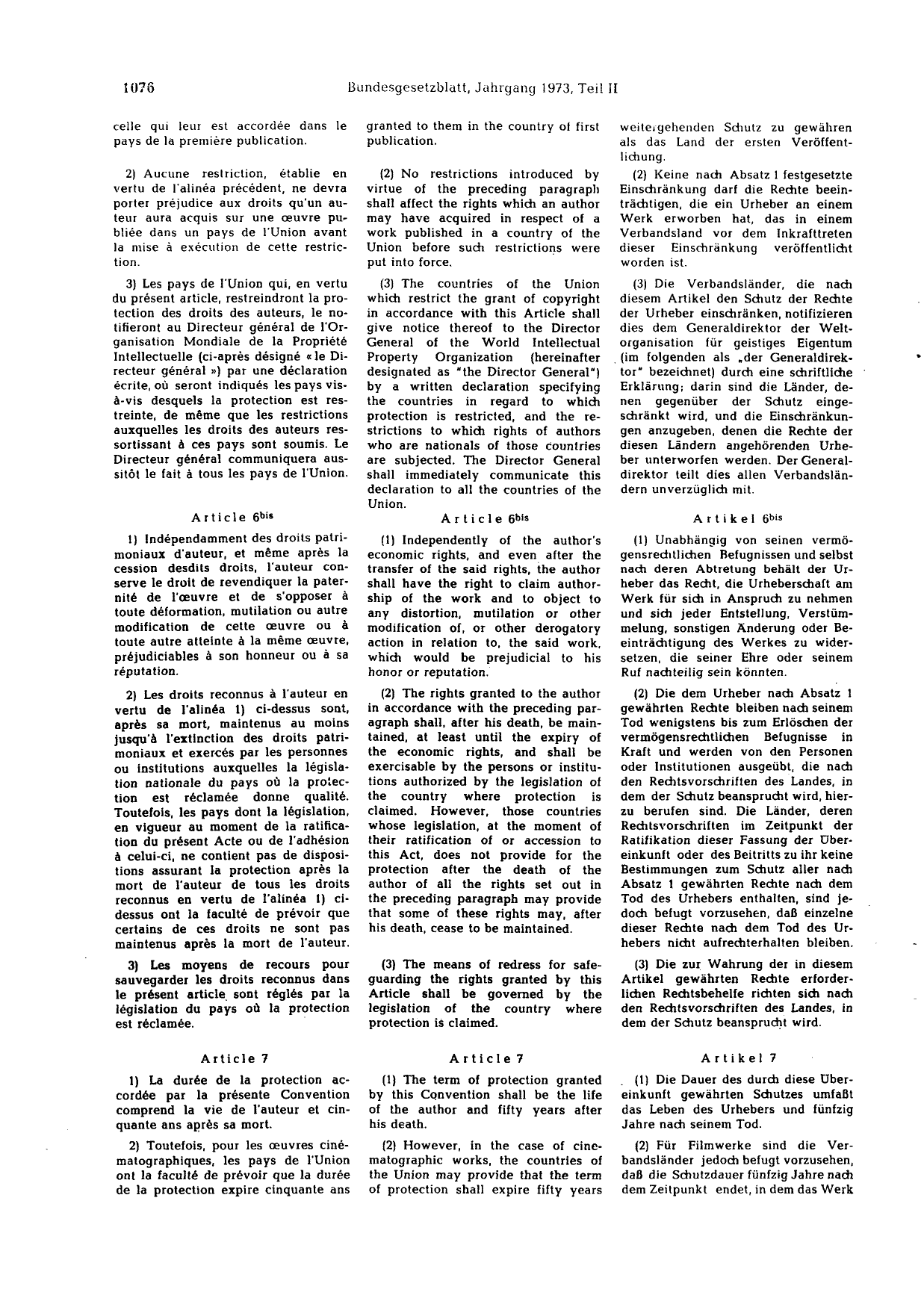 BGBl. 1973, Seite 1076 — Originalseite als Abbildung