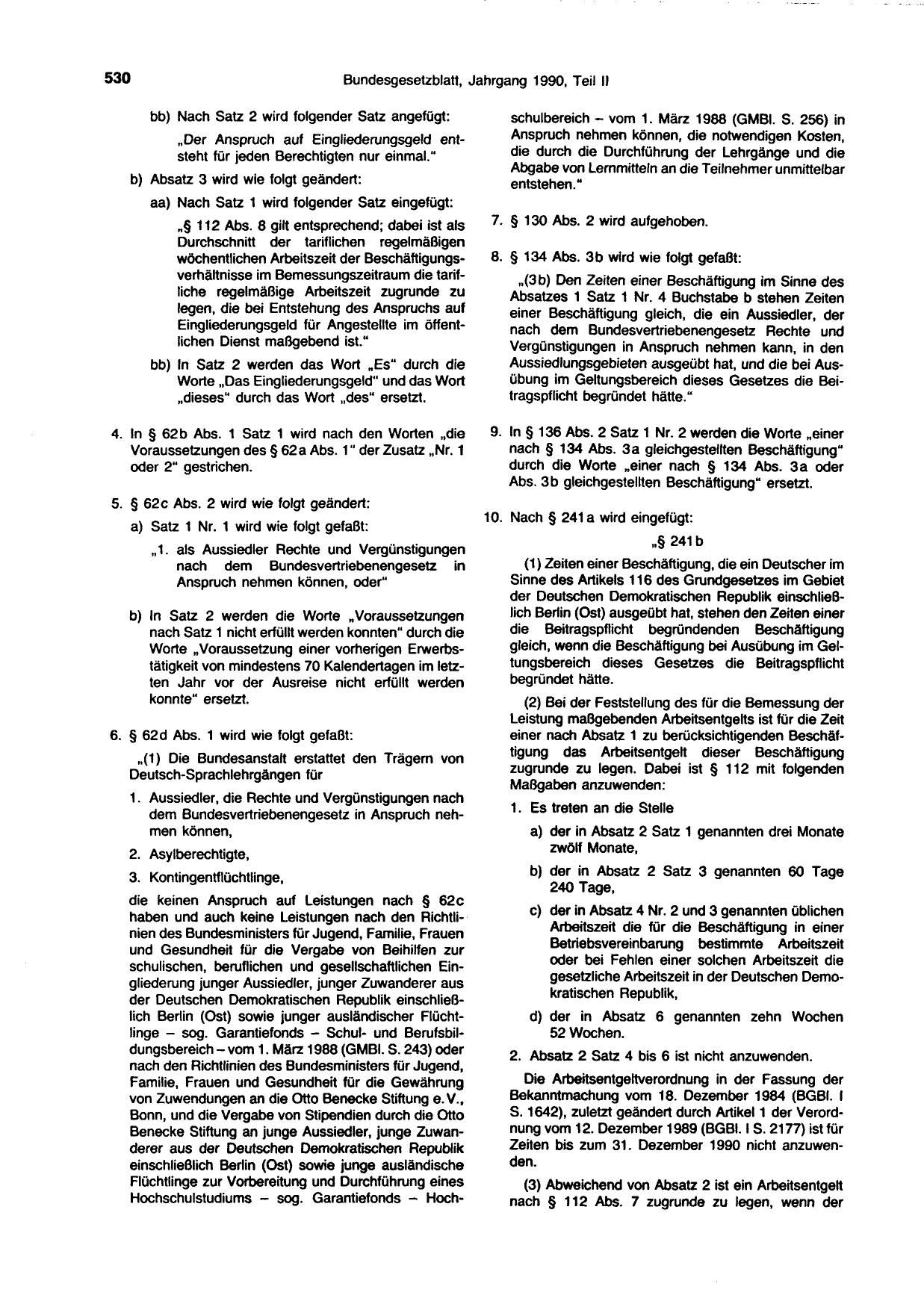 BGBl. 1990, Seite 530 — Originalseite als Abbildung