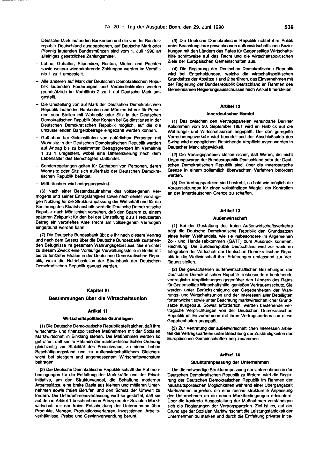 BGBl. 1990, Seite 539 — Originalseite als Abbildung
