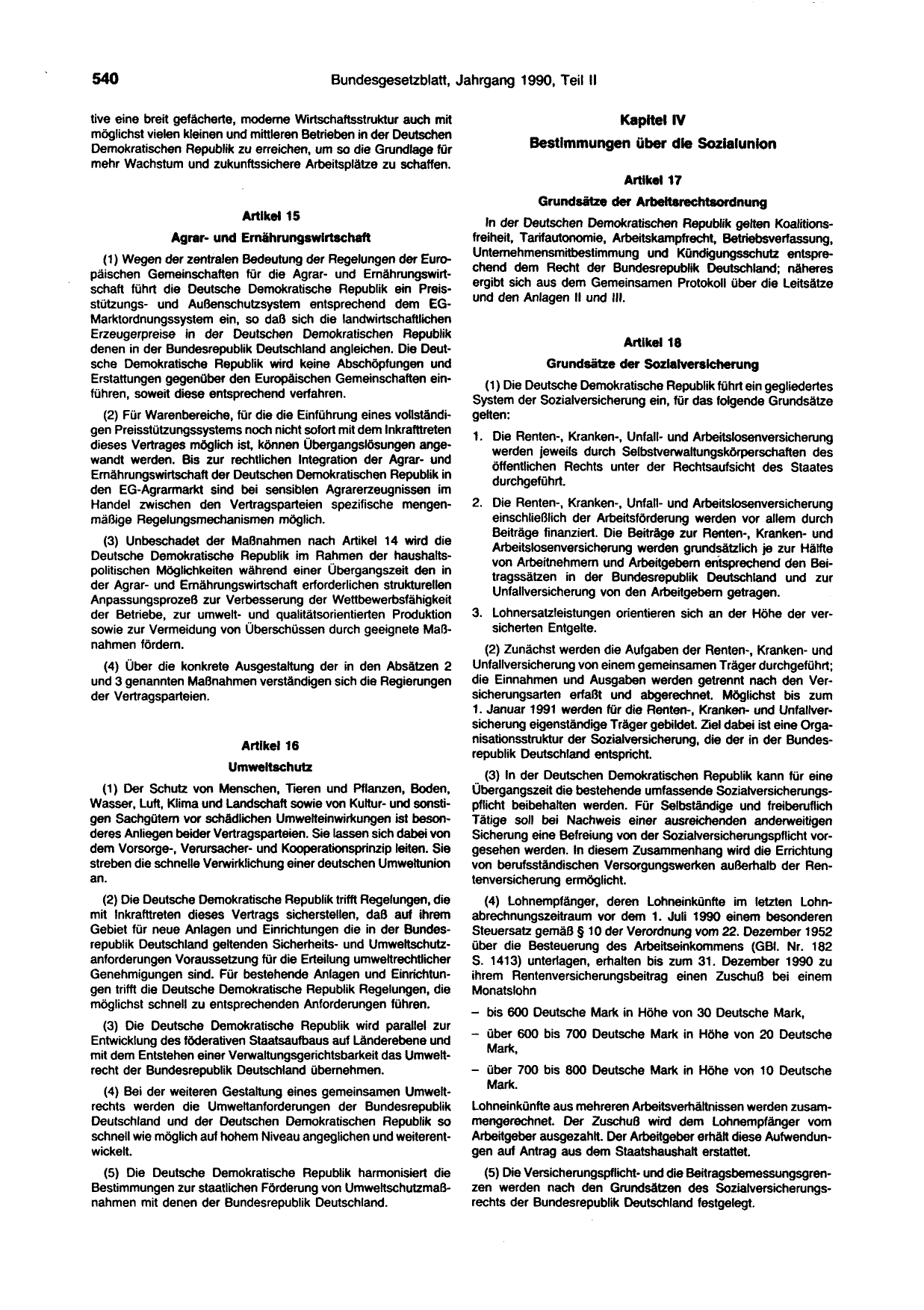 BGBl. 1990, Seite 540 — Originalseite als Abbildung