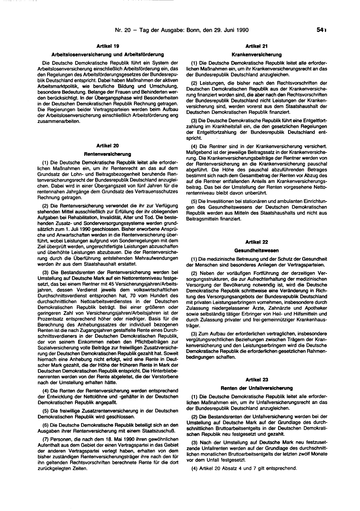 BGBl. 1990, Seite 541 — Originalseite als Abbildung