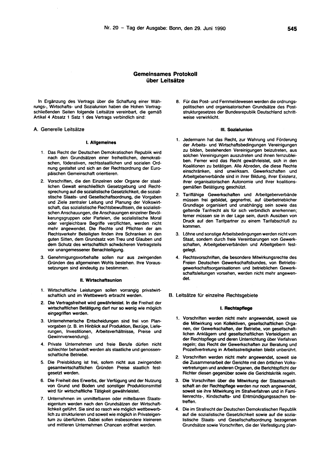 BGBl. 1990, Seite 545 — Originalseite als Abbildung