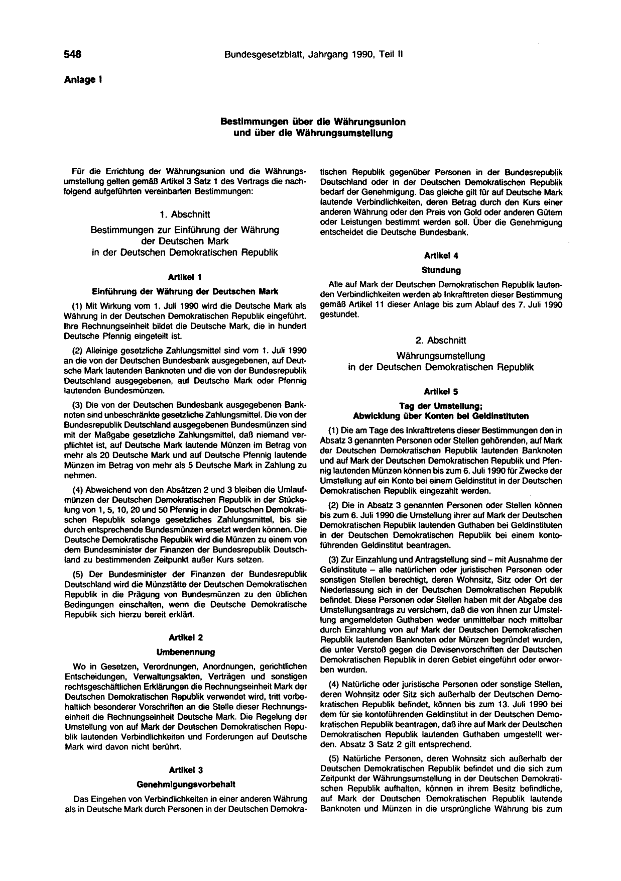 BGBl. 1990, Seite 548 — Originalseite als Abbildung