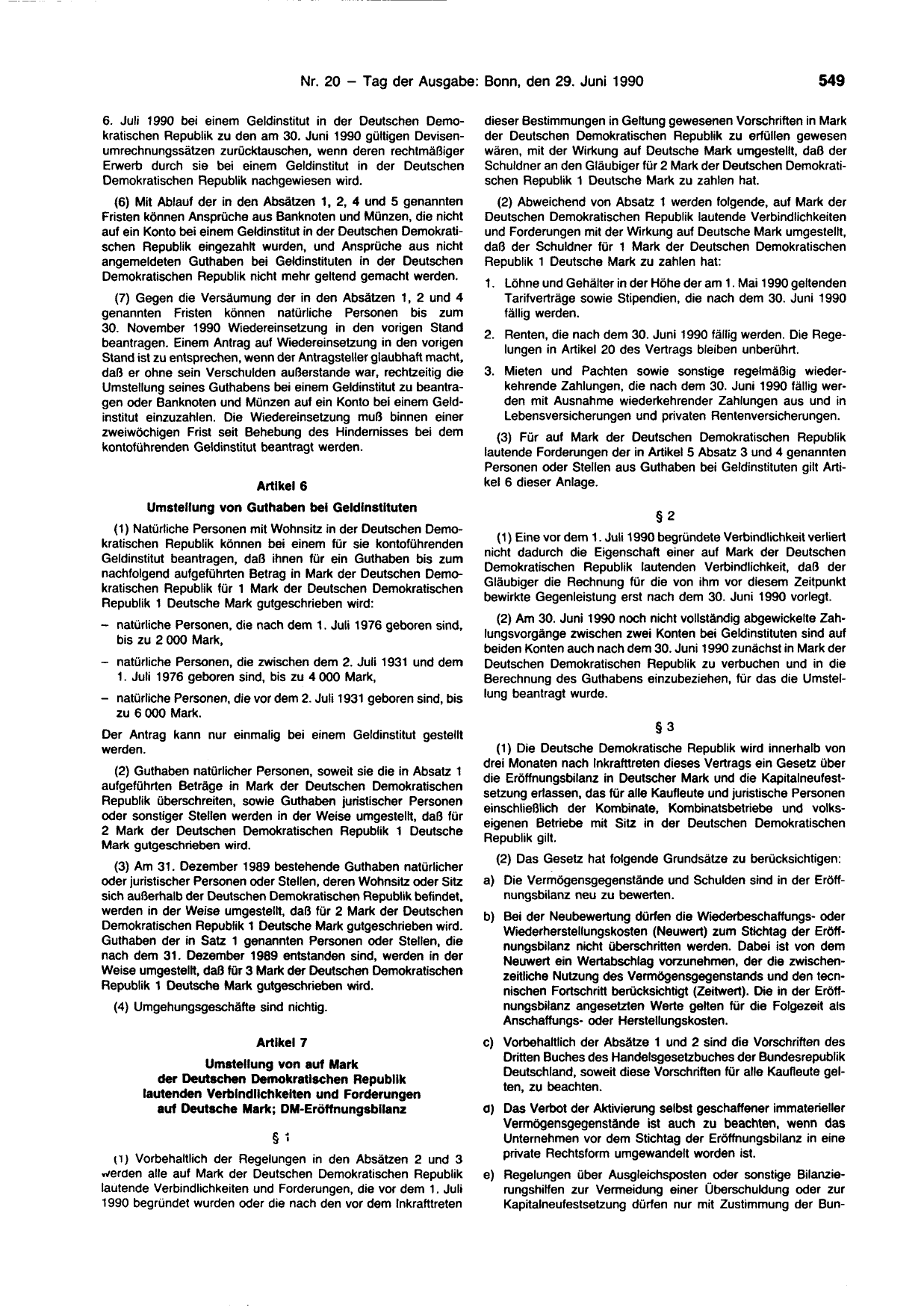 BGBl. 1990, Seite 549 — Originalseite als Abbildung