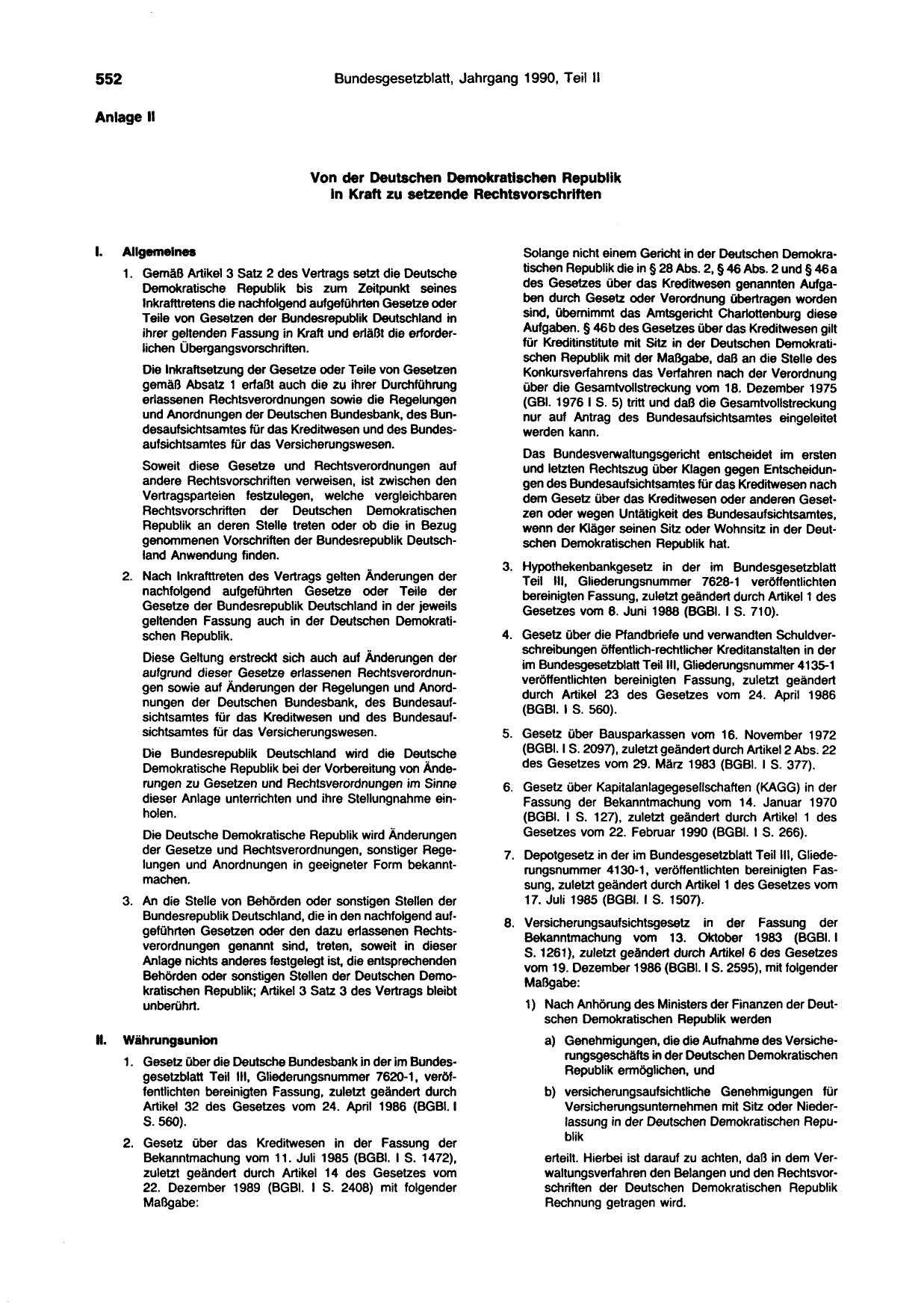 BGBl. 1990, Seite 552 — Originalseite als Abbildung