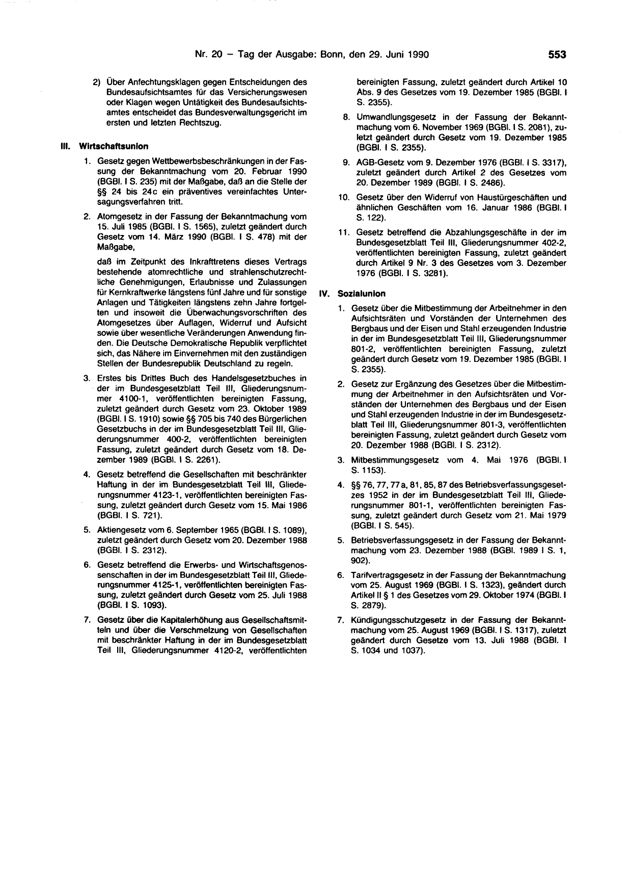 BGBl. 1990, Seite 553 — Originalseite als Abbildung