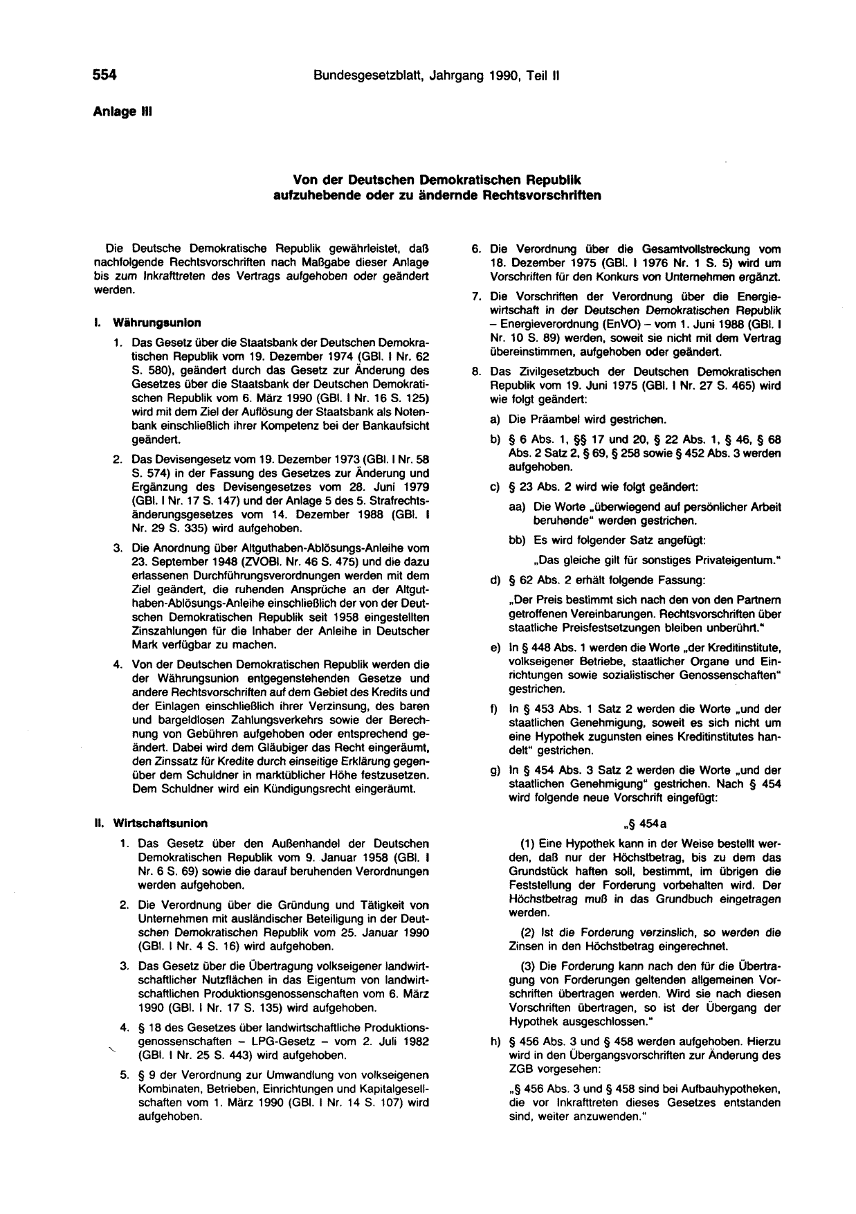 BGBl. 1990, Seite 554 — Originalseite als Abbildung