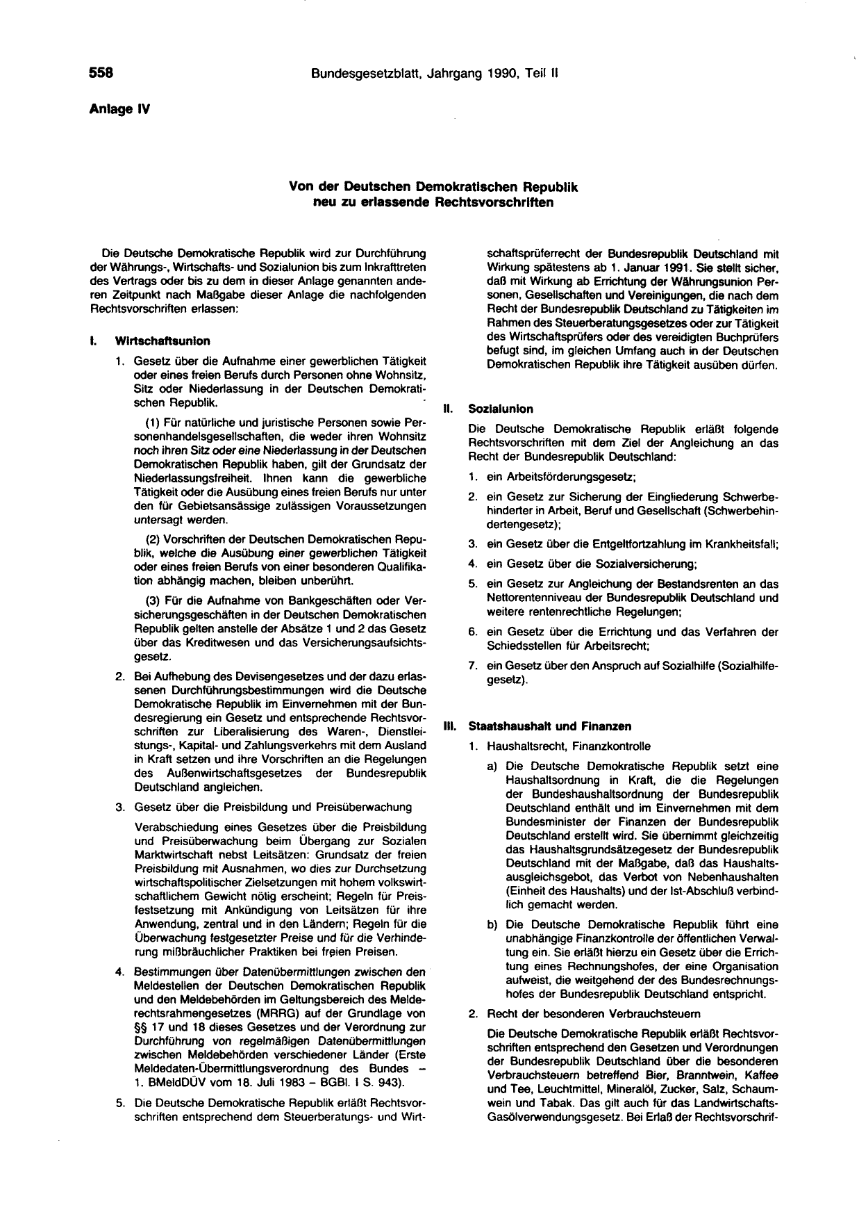 BGBl. 1990, Seite 558 — Originalseite als Abbildung