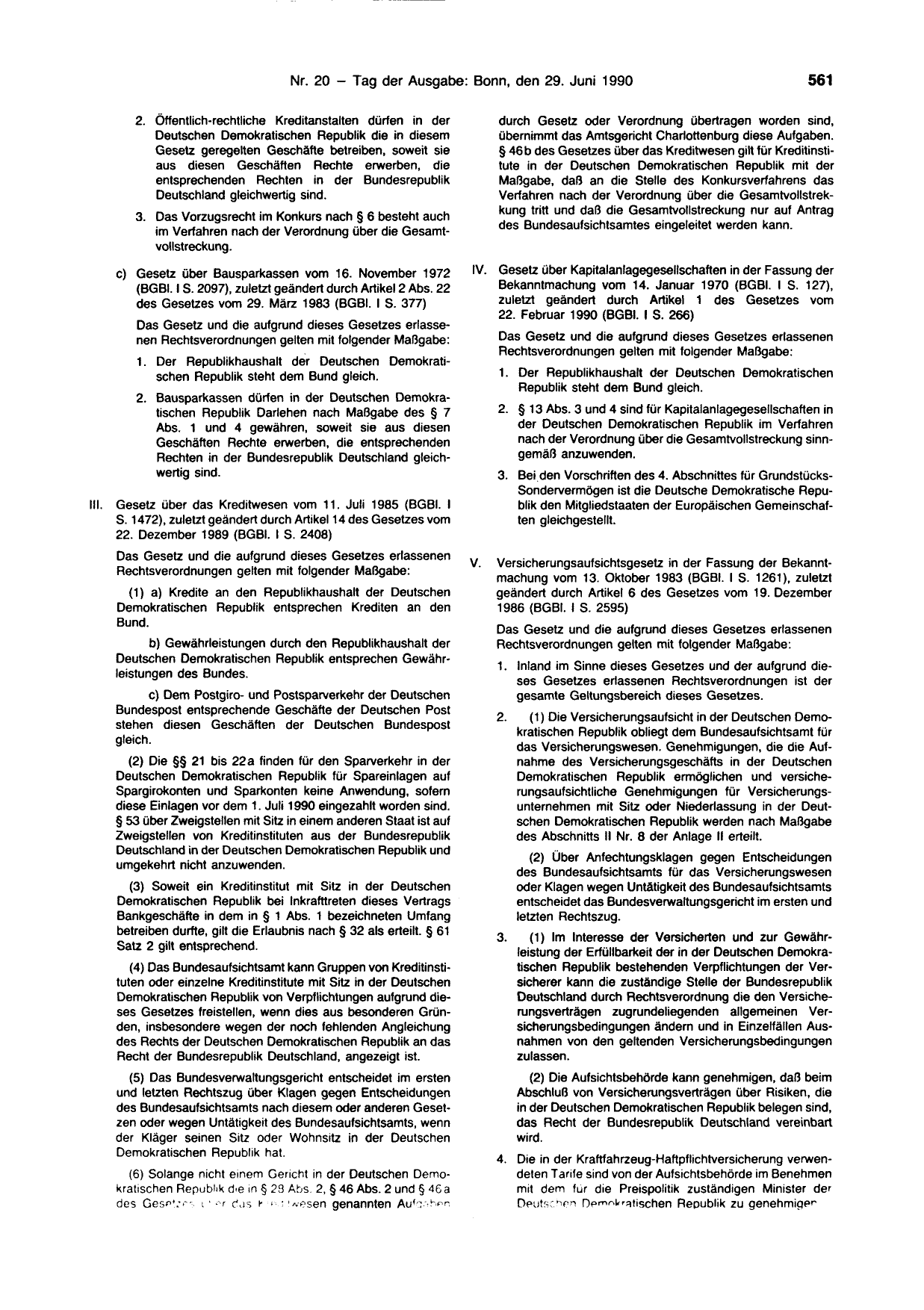 BGBl. 1990, Seite 561 — Originalseite als Abbildung