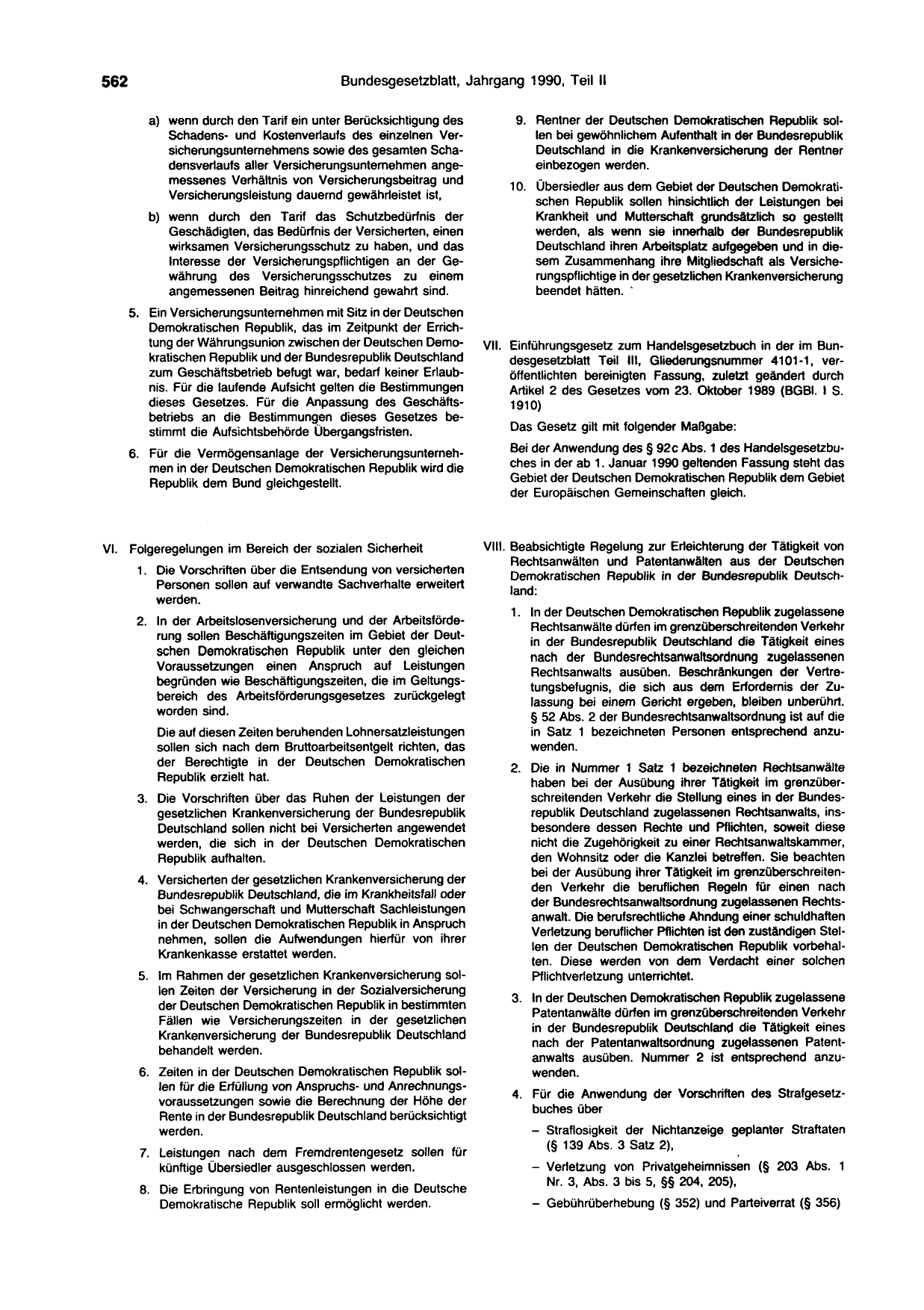 BGBl. 1990, Seite 562 — Originalseite als Abbildung