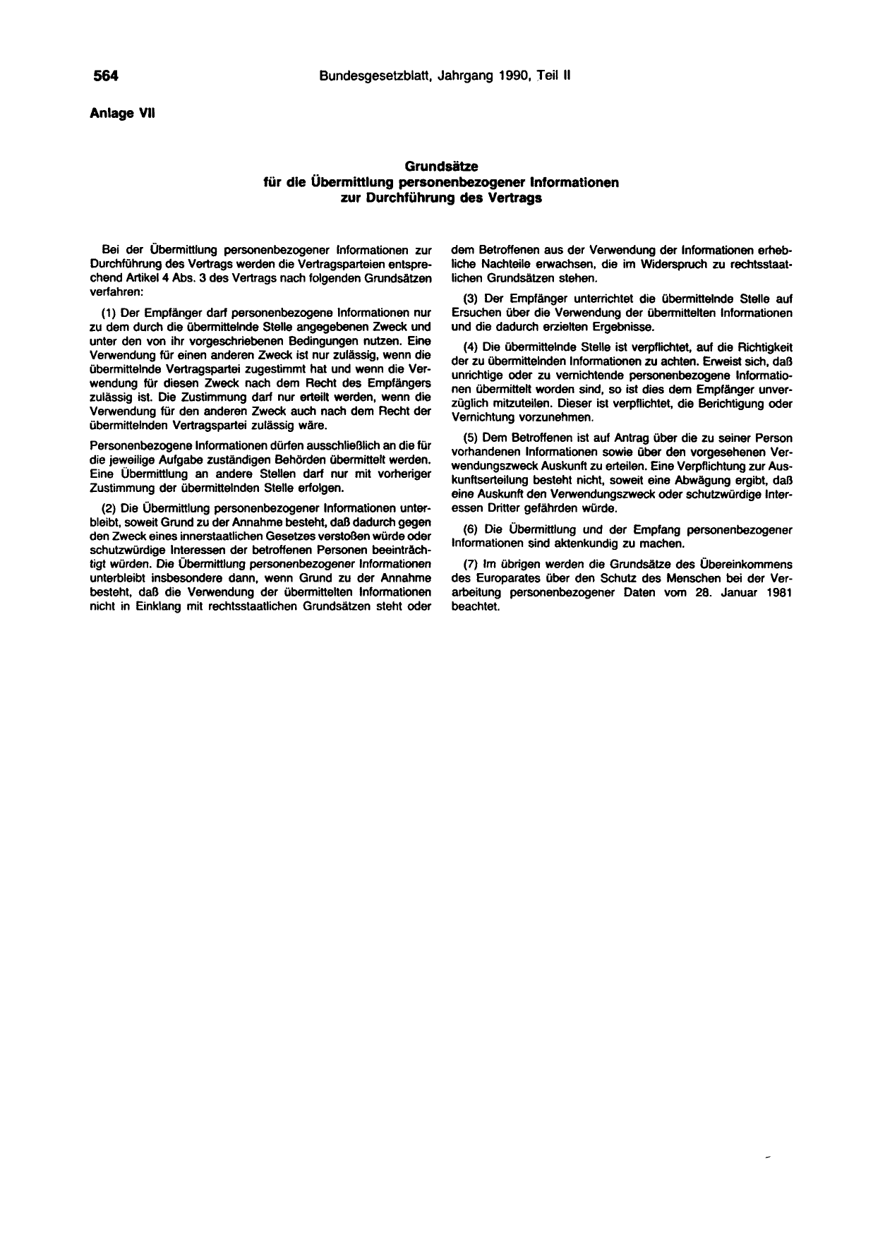 BGBl. 1990, Seite 564 — Originalseite als Abbildung
