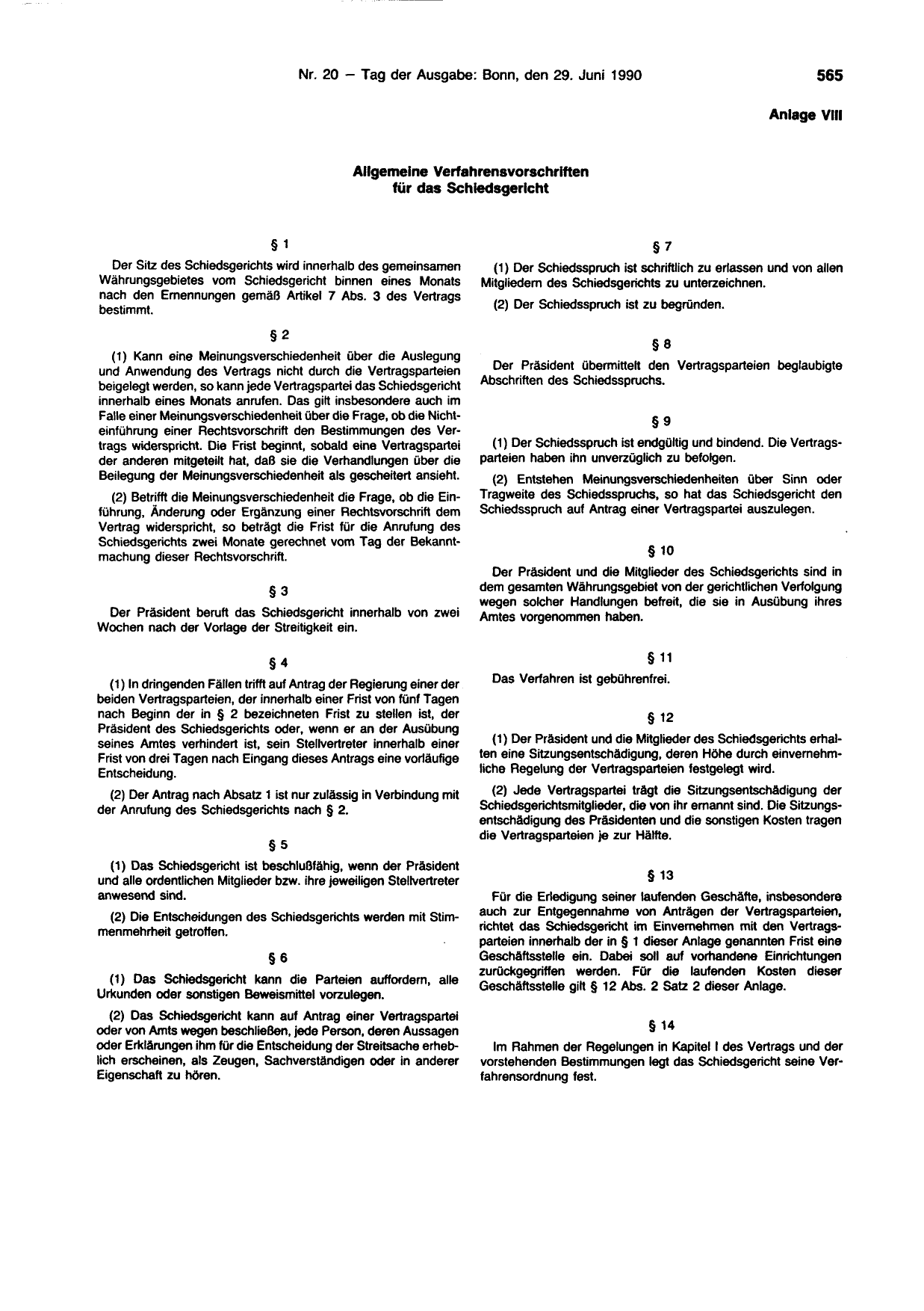 BGBl. 1990, Seite 565 — Originalseite als Abbildung