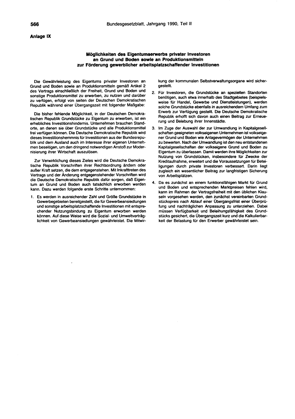 BGBl. 1990, Seite 566 — Originalseite als Abbildung