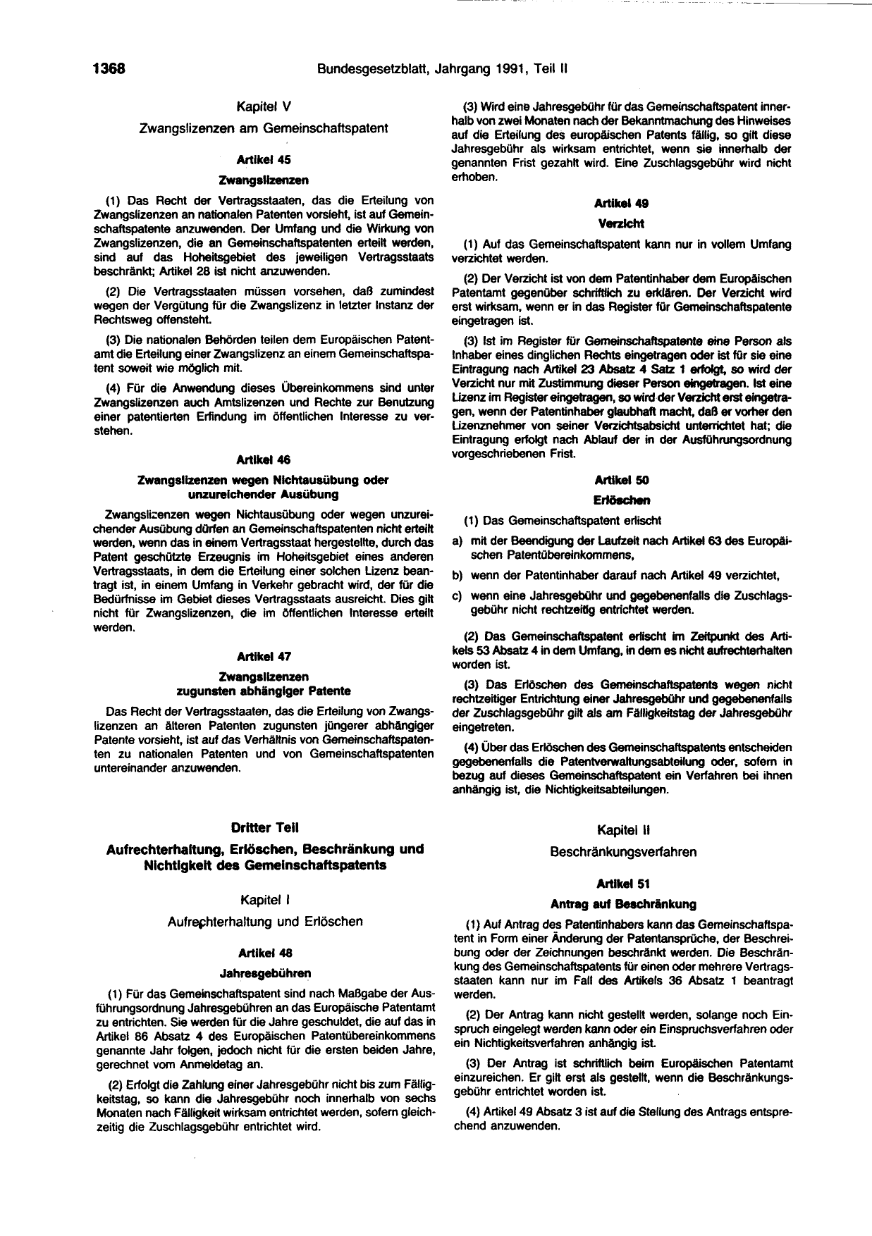 BGBl. 1991, Seite 1368 — Originalseite als Abbildung