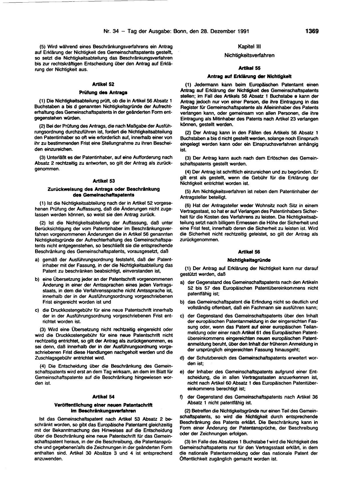 BGBl. 1991, Seite 1369 — Originalseite als Abbildung