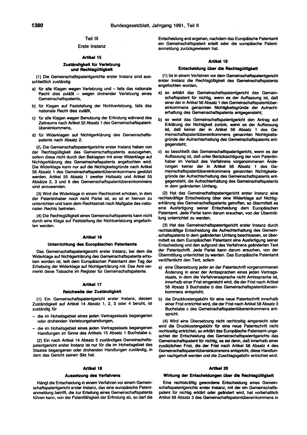 BGBl. 1991, Seite 1380 — Originalseite als Abbildung