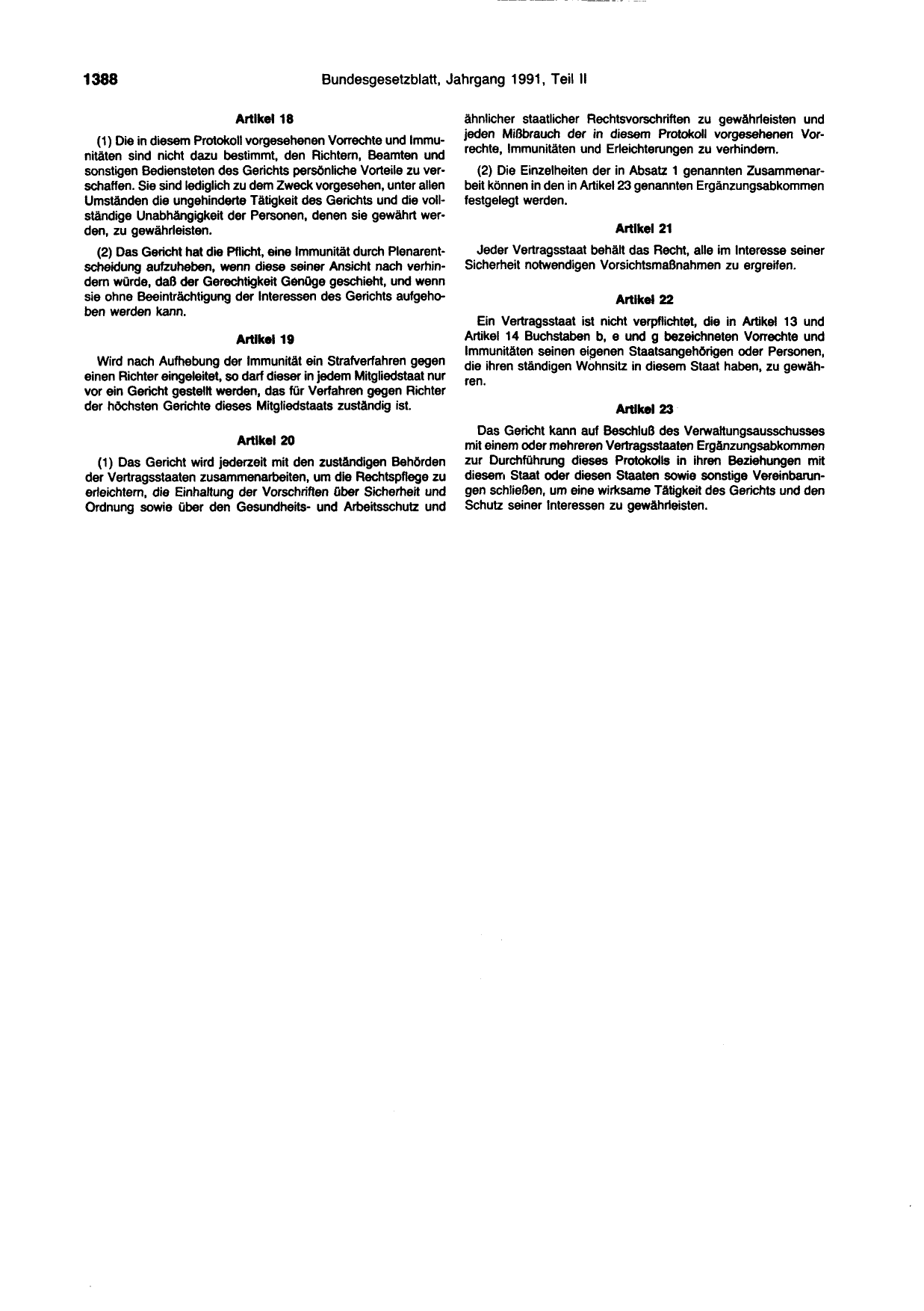 BGBl. 1991, Seite 1388 — Originalseite als Abbildung