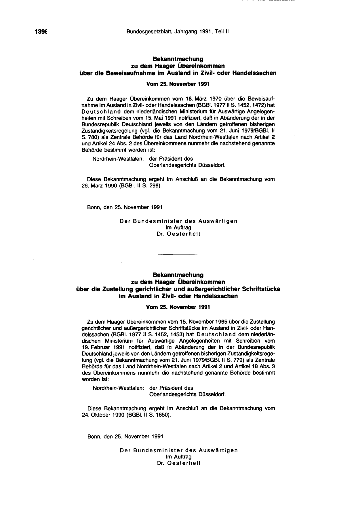 BGBl. 1991, Seite 1396 — Originalseite als Abbildung