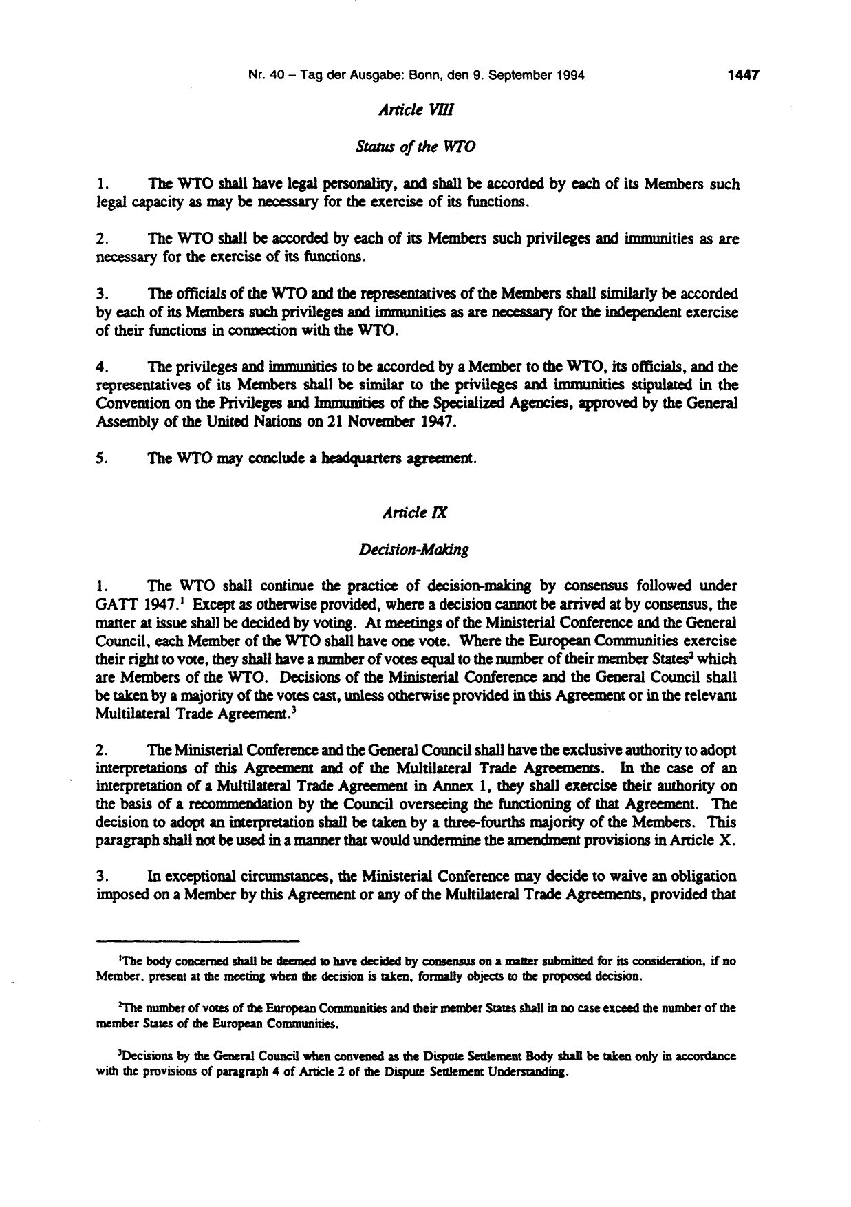 BGBl. 1994, Seite 1447 — Originalseite als Abbildung