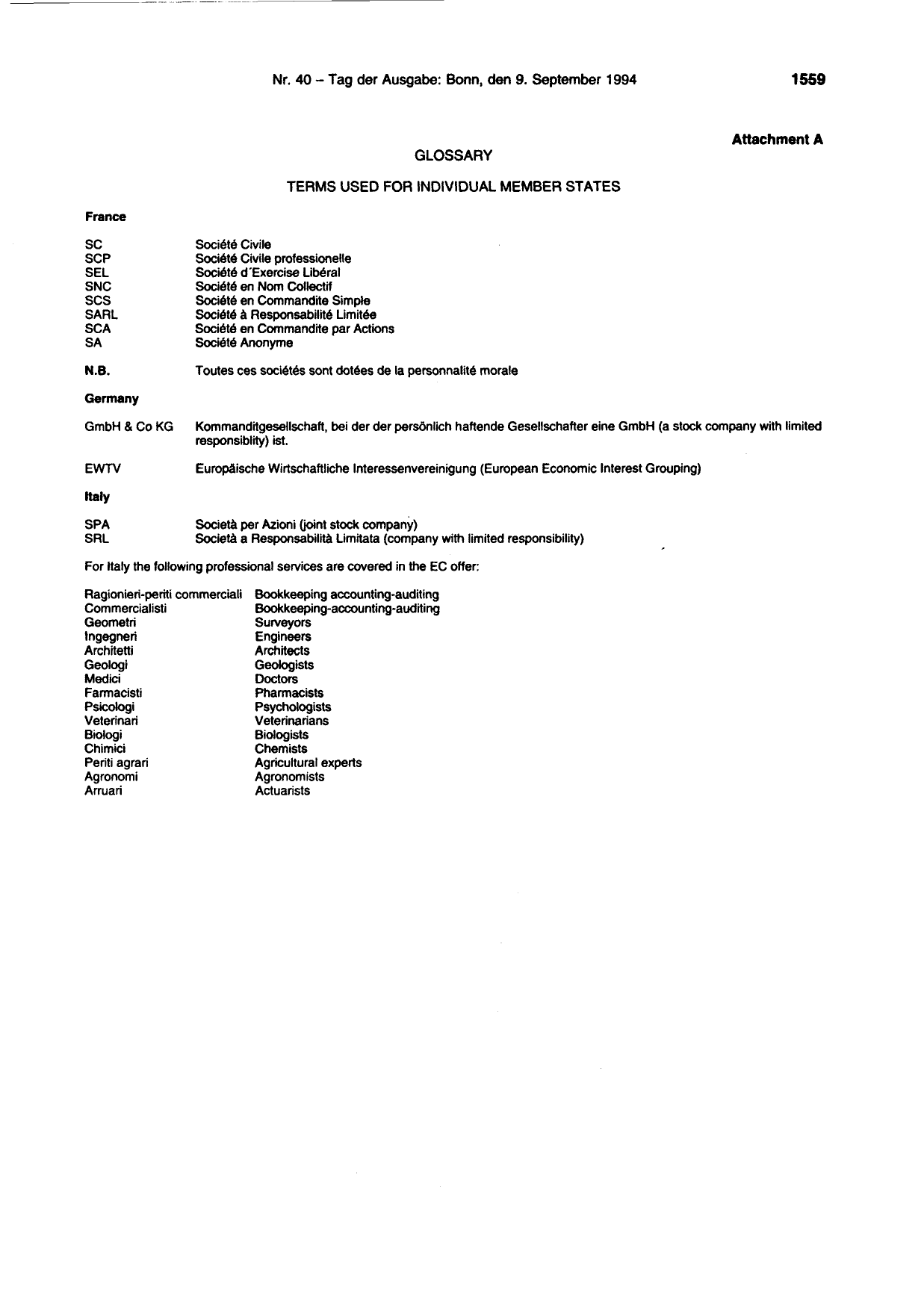 BGBl. 1994, Seite 1559 — Originalseite als Abbildung