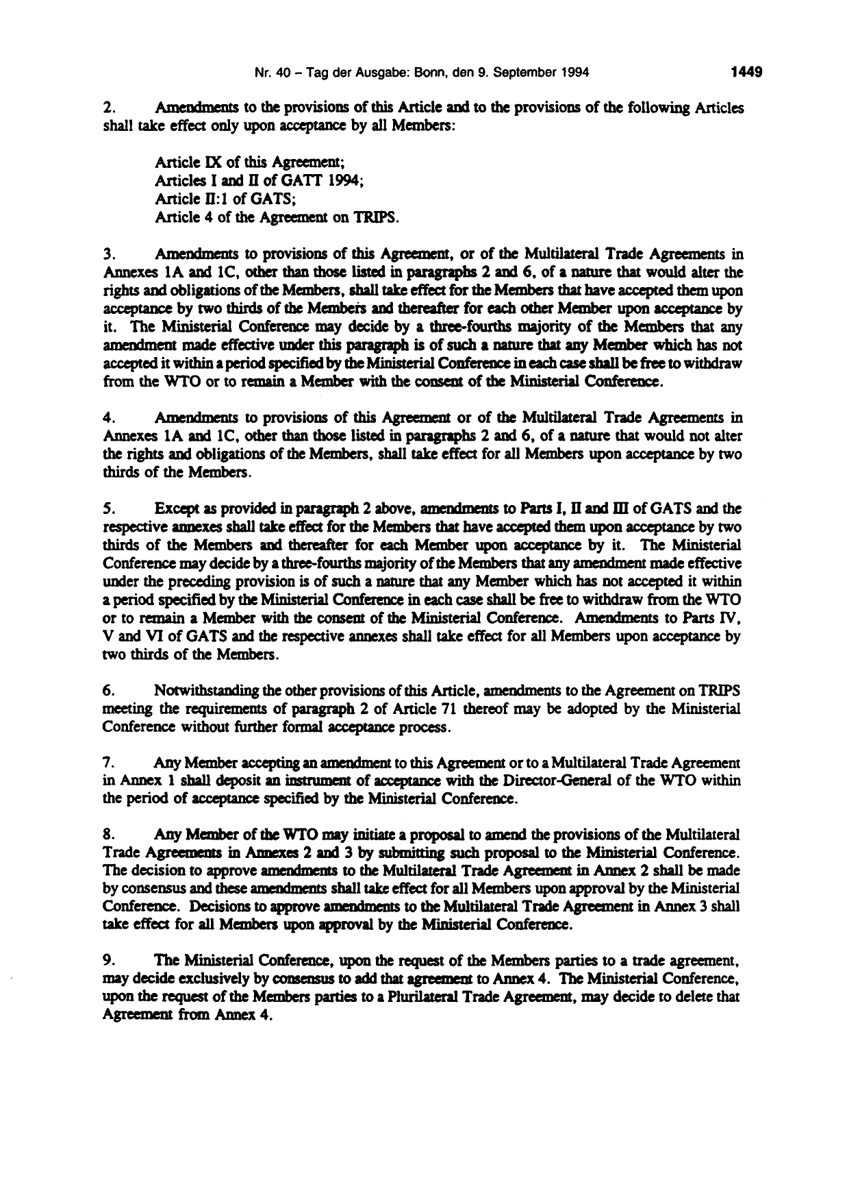 BGBl. 1994, Seite 1449 — Originalseite als Abbildung