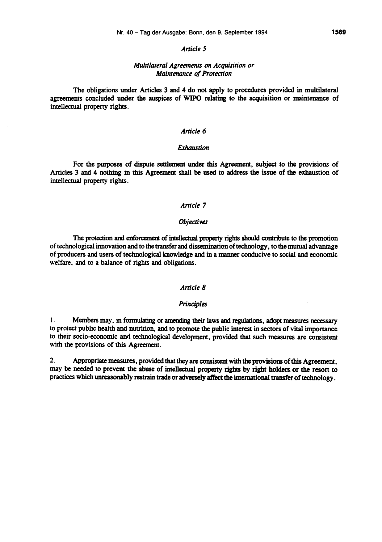BGBl. 1994, Seite 1569 — Originalseite als Abbildung