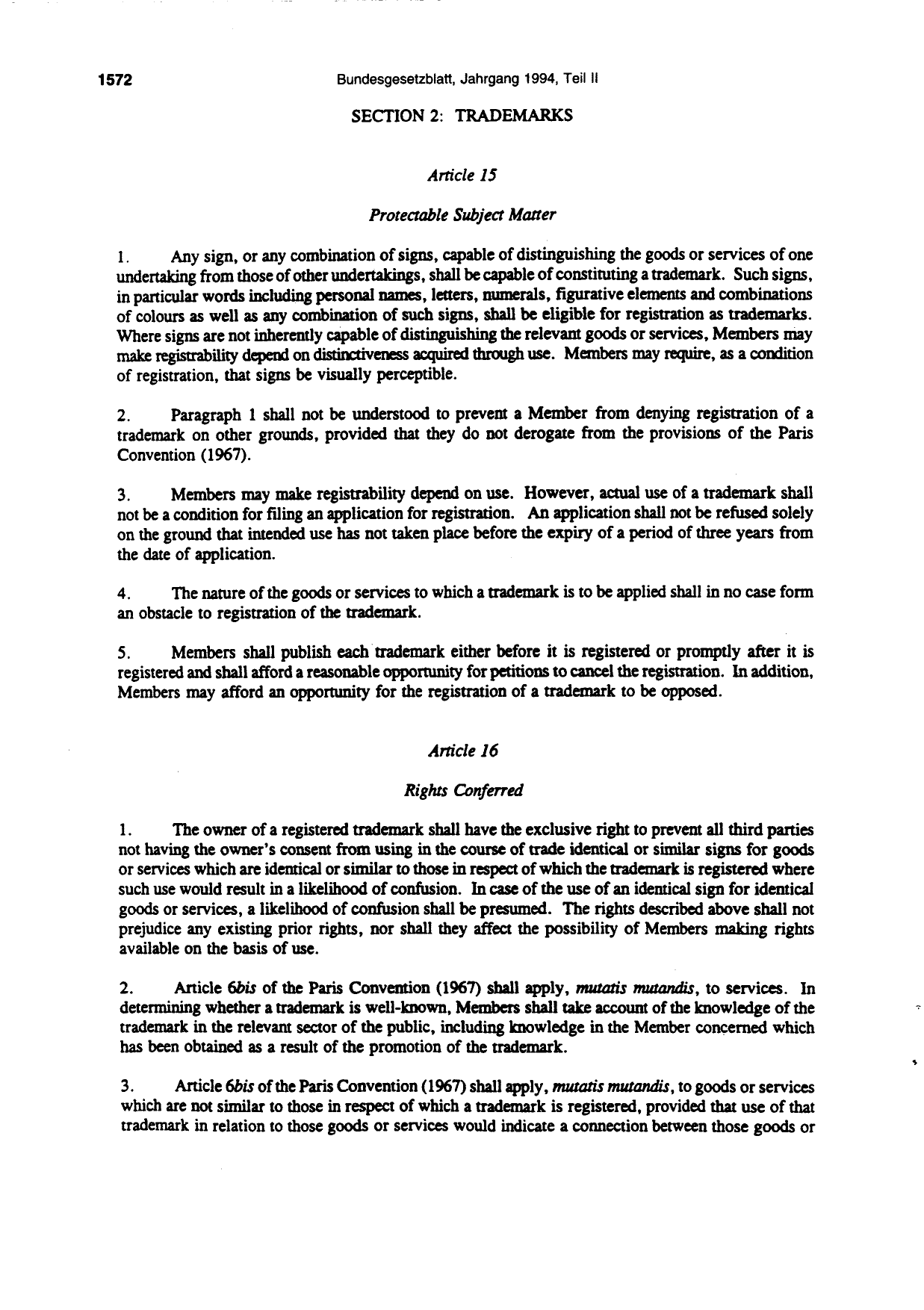 BGBl. 1994, Seite 1572 — Originalseite als Abbildung