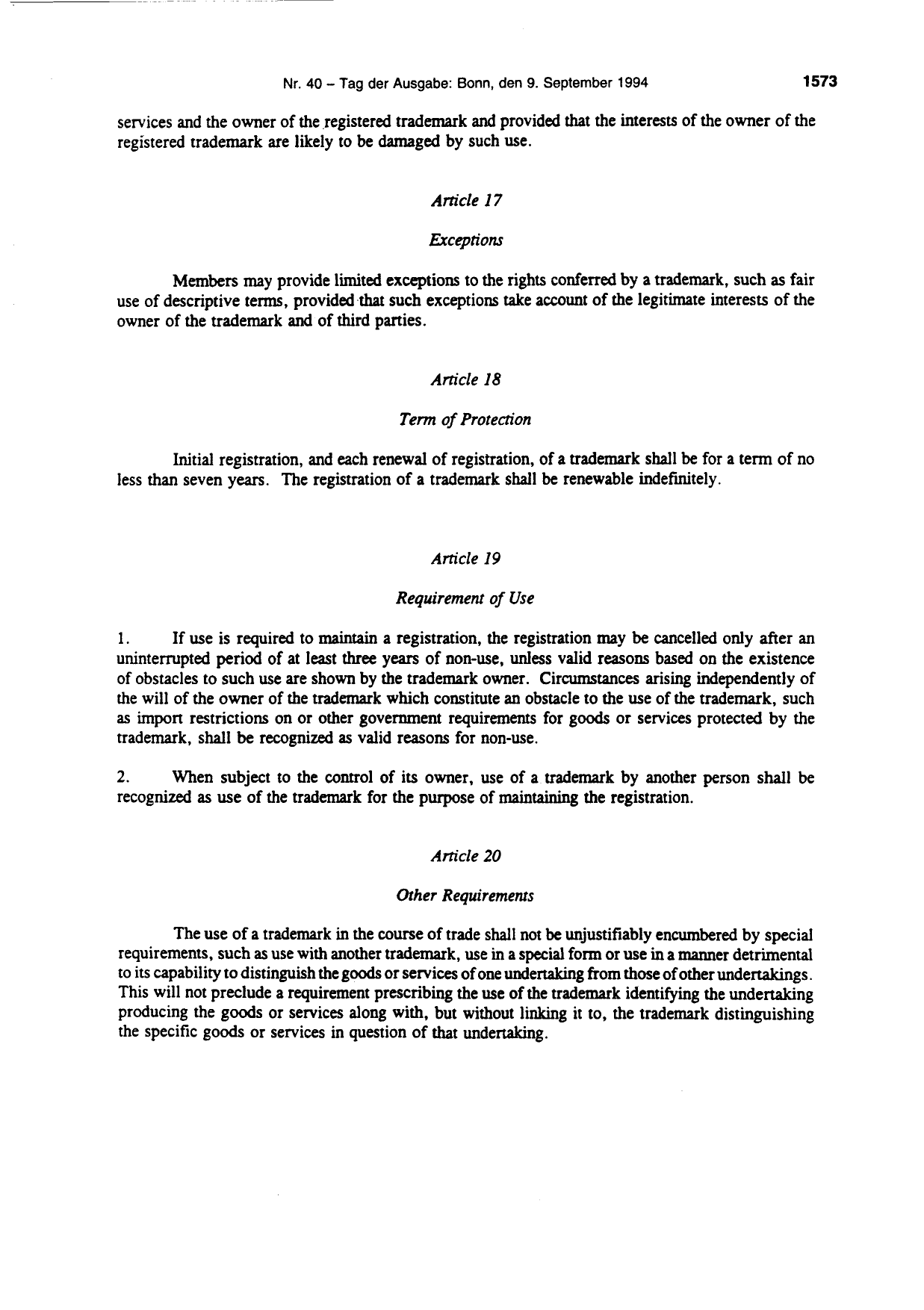 BGBl. 1994, Seite 1573 — Originalseite als Abbildung
