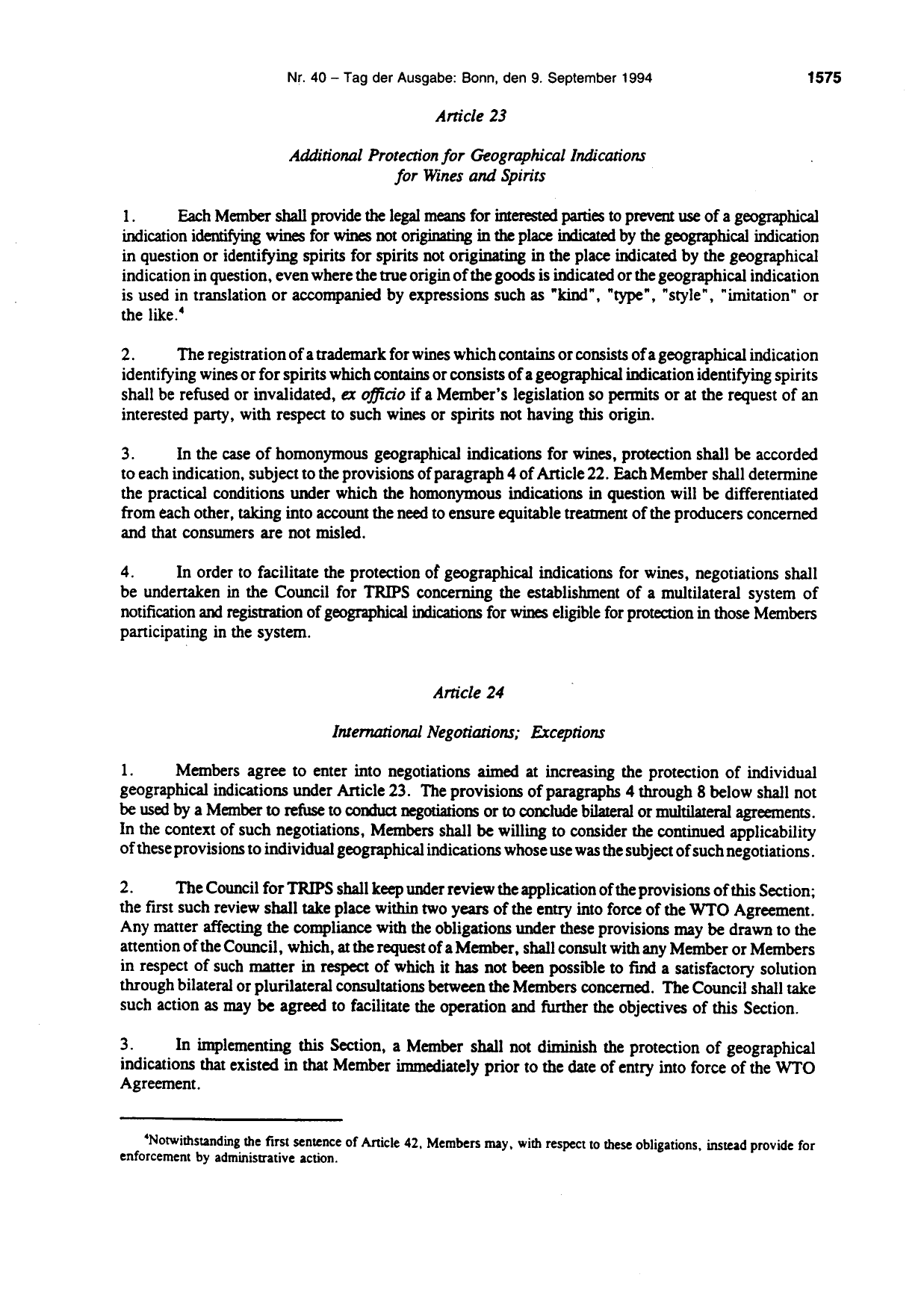 BGBl. 1994, Seite 1575 — Originalseite als Abbildung