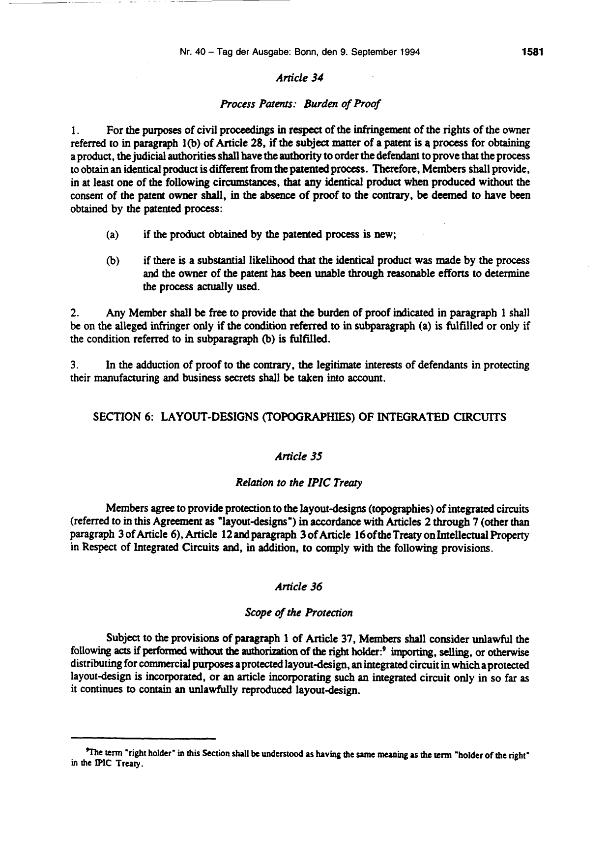 BGBl. 1994, Seite 1581 — Originalseite als Abbildung