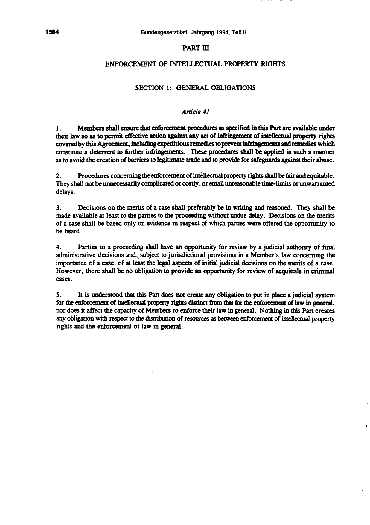 BGBl. 1994, Seite 1584 — Originalseite als Abbildung