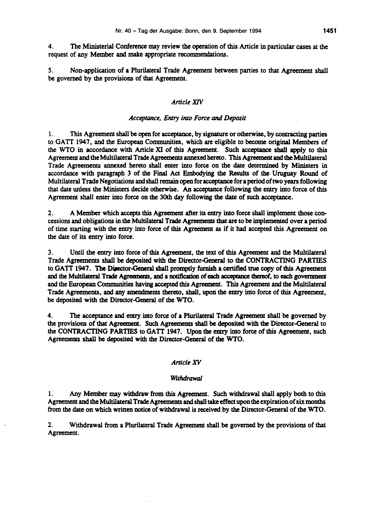 BGBl. 1994, Seite 1451 — Originalseite als Abbildung